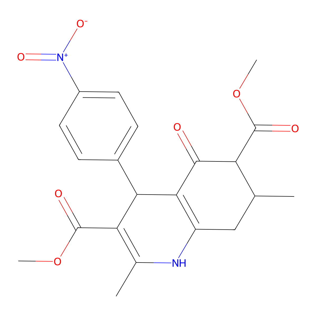 Dimethyl 2,7-dimethyl-4-(4-nitrophenyl)-5-oxo-1,4,5,6,7,8-hexahydroquinoline-3,6-dicarboxylate molecular structure, CAS 1005107-99-2
