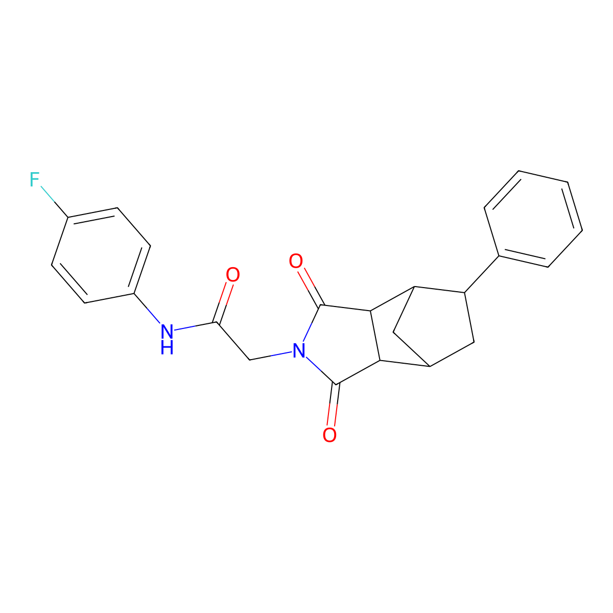 2-(1,3-dioxo-5-phenyloctahydro-2H-4,7-methanoisoindol-2-yl)-N-(4-fluorophenyl)acetamide molecular structure, CAS 1005108-16-6