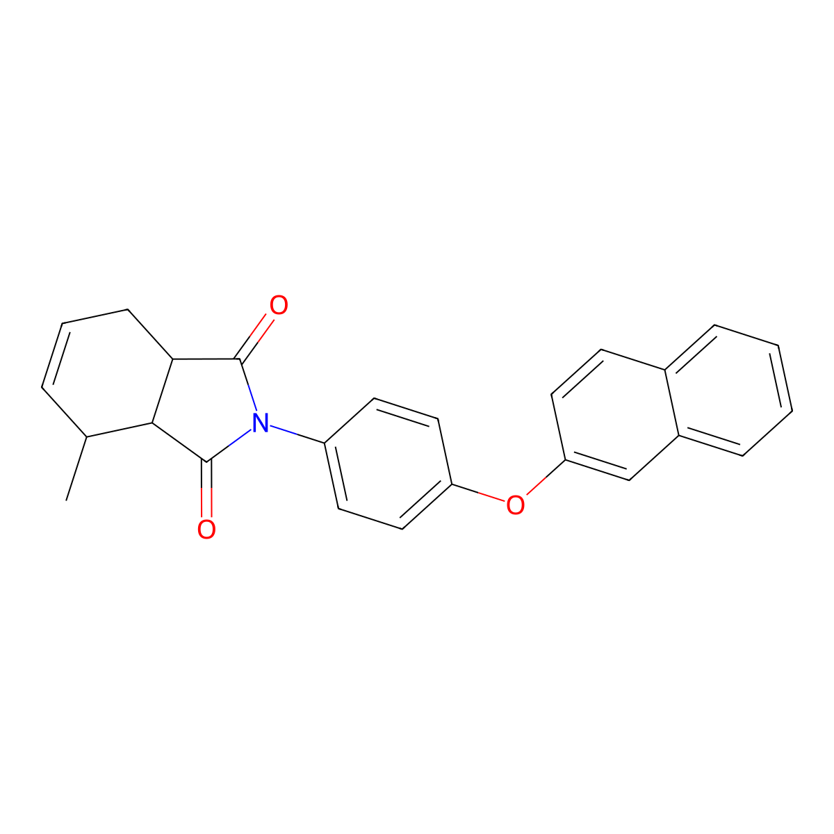4-Methyl-2-(4-naphthalen-2-yloxyphenyl)-3a,4,7,7a-tetrahydroisoindole-1,3-dione molecular structure, CAS 1005108-19-9