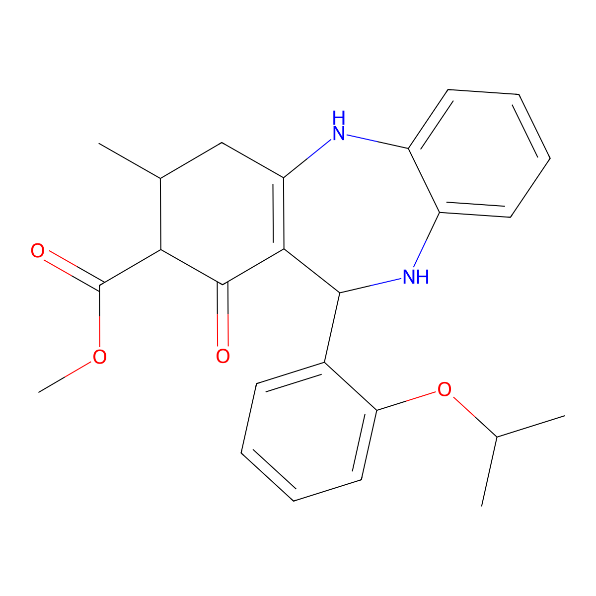 Methyl 11-(2-isopropoxyphenyl)-3-methyl-1-oxo-2,3,4,5,10,11-hexahydro-1H-dibenzo[B,E][1,4]diazepine-2-carboxylate molecular structure, CAS 1005108-22-4
