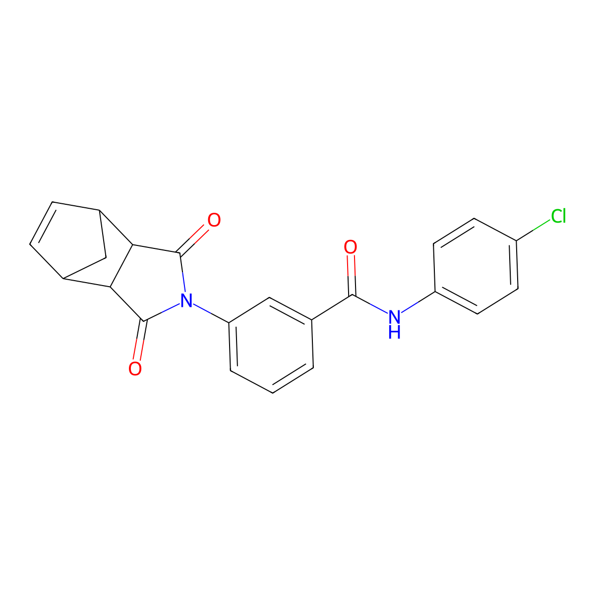 N-(4-chlorophenyl)-3-(1,3-dioxo-1,3,3a,4,7,7a-hexahydro-2H-4,7-methanoisoindol-2-yl)benzamide molecular structure, CAS 1005108-28-0