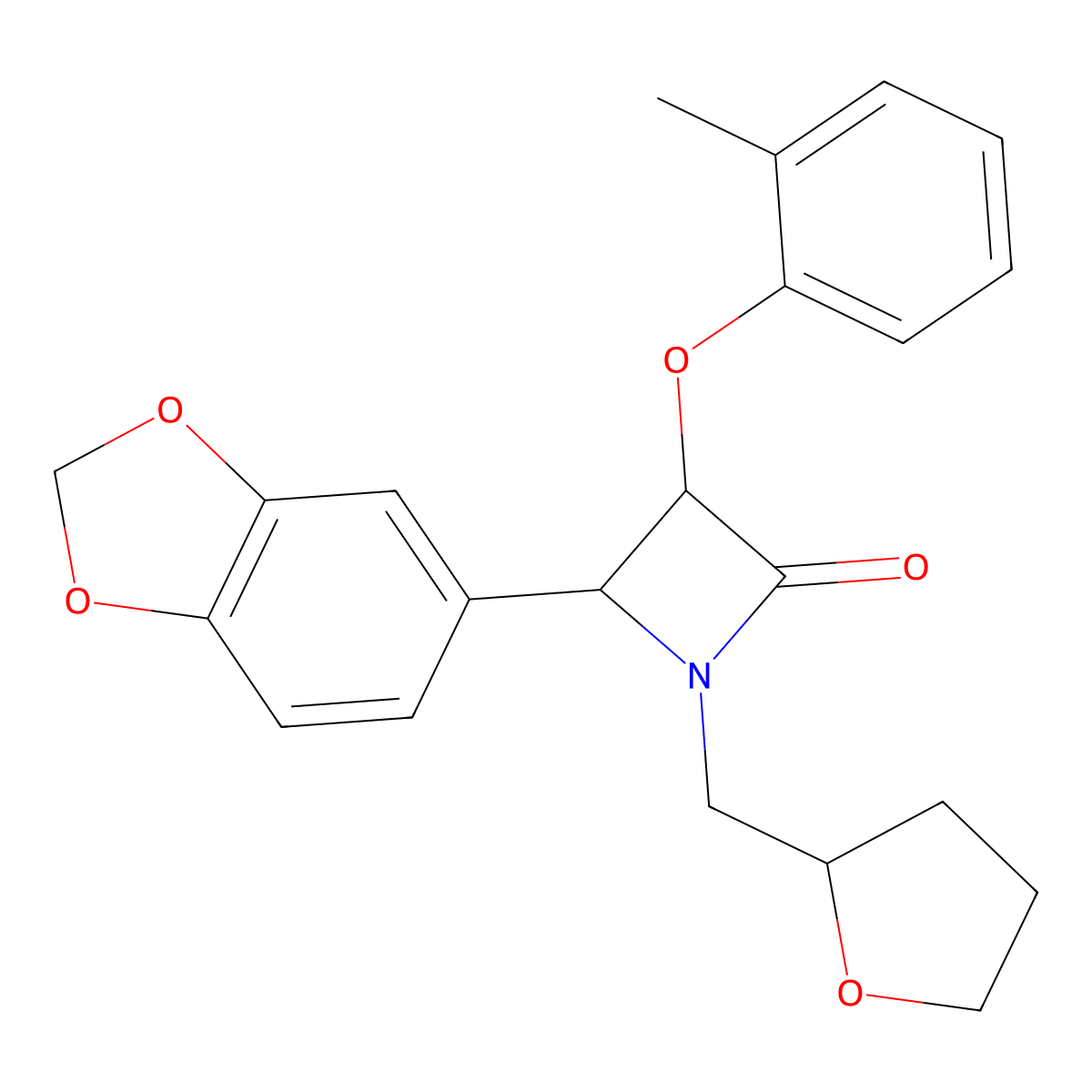 4-(1,3-Benzodioxol-5-yl)-3-(2-methylphenoxy)-1-(oxolan-2-ylmethyl)azetidin-2-one molecular structure, CAS 1005108-31-5