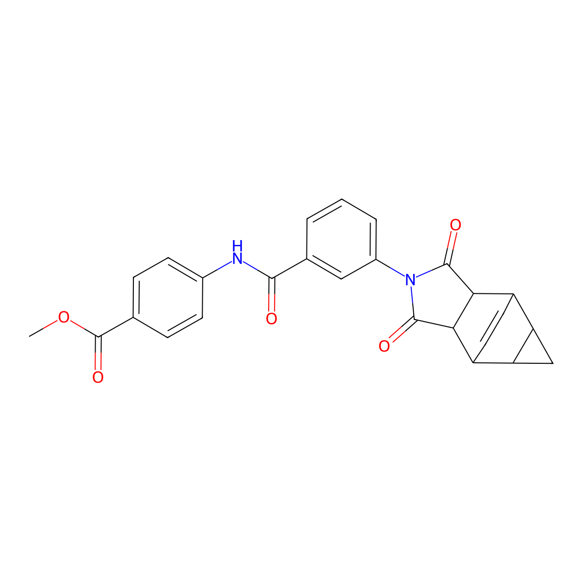 methyl 4-({[3-(1,3-dioxooctahydro-4,6-ethenocyclopropa[f]isoindol-2(1H)-yl)phenyl]carbonyl}amino)benzoate molecular structure, CAS 1005108-36-0