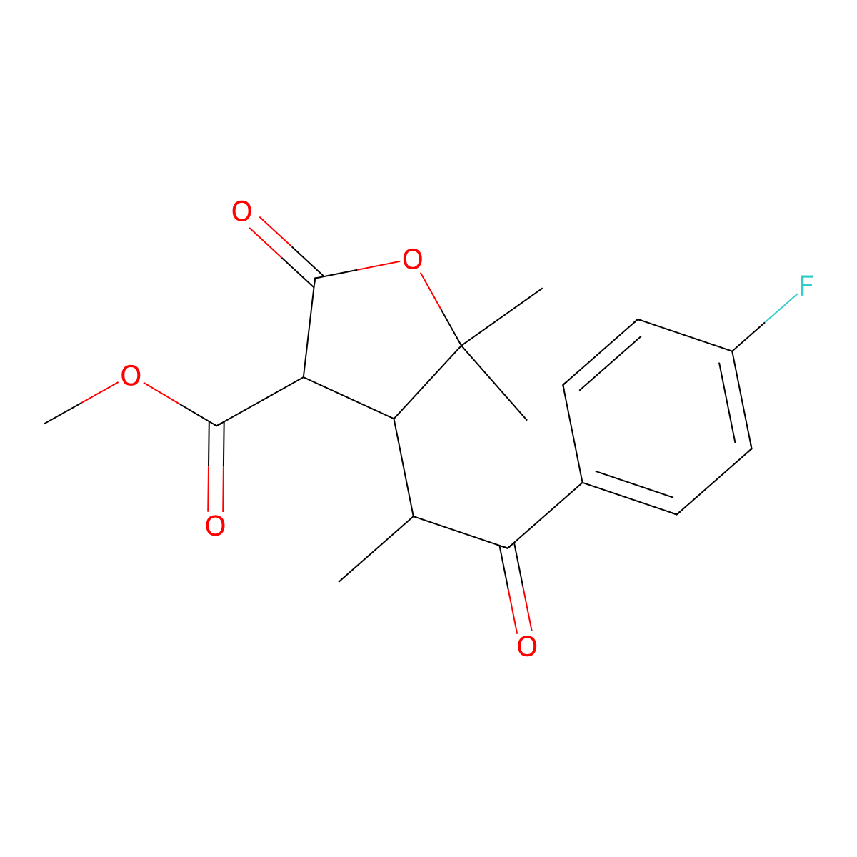 Methyl 4-[1-(4-fluorophenyl)-1-oxopropan-2-yl]-5,5-dimethyl-2-oxotetrahydrofuran-3-carboxylate molecular structure, CAS 1005108-38-2