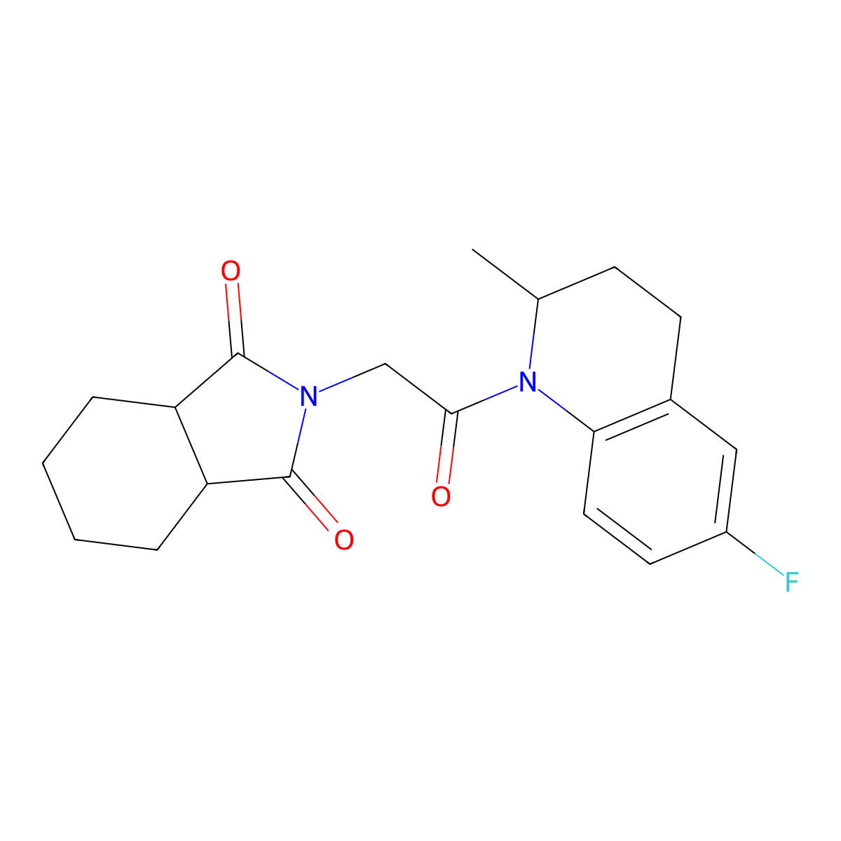 2-[2-(6-fluoro-2-methyl-3,4-dihydro-2H-quinolin-1-yl)-2-oxoethyl]-3a,4,5,6,7,7a-hexahydroisoindole-1,3-dione molecular structure, CAS 1005108-44-0