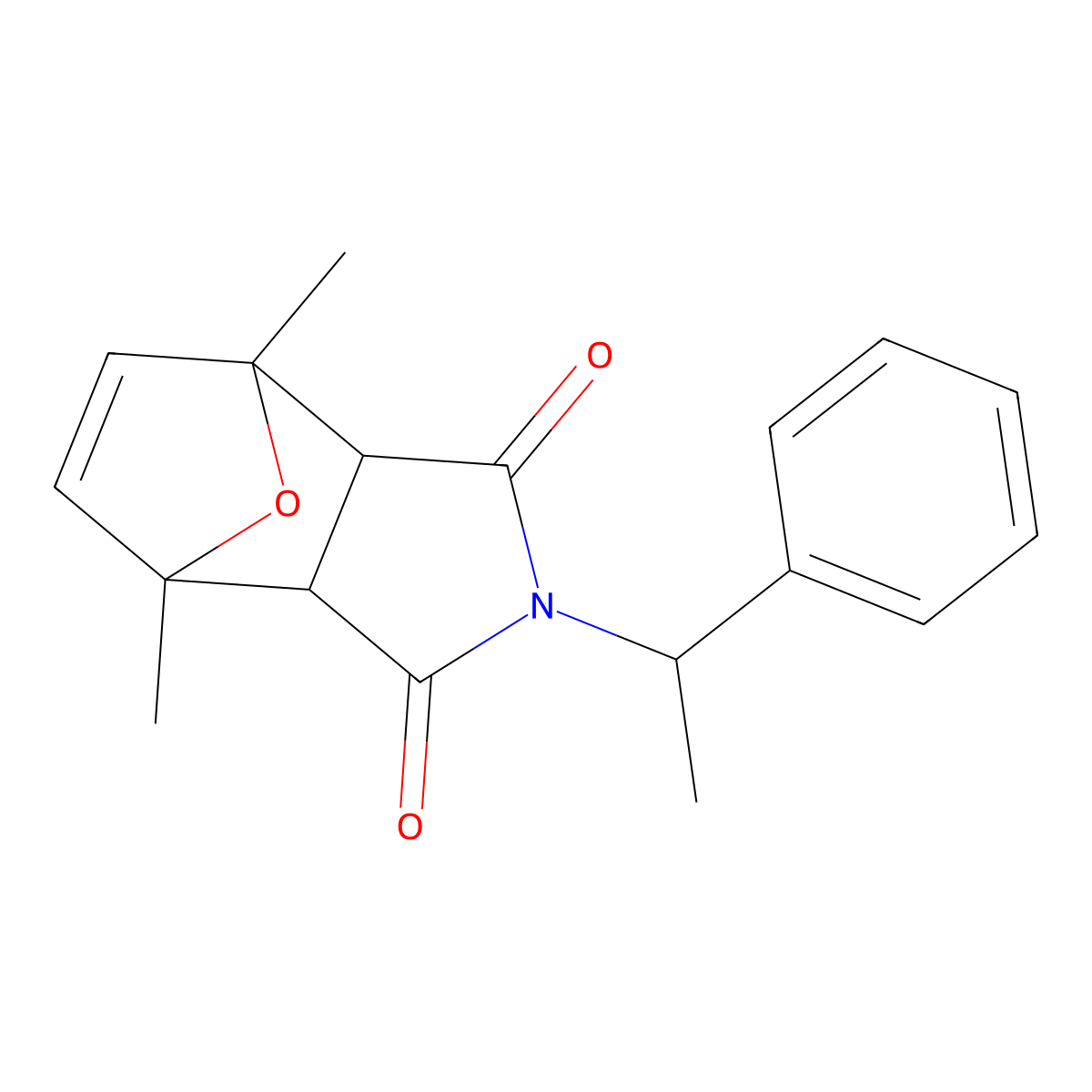 4,7-dimethyl-2-(1-phenylethyl)-3a,4,7,7a-tetrahydro-1H-4,7-epoxyisoindole-1,3(2H)-dione molecular structure, CAS 1005108-45-1