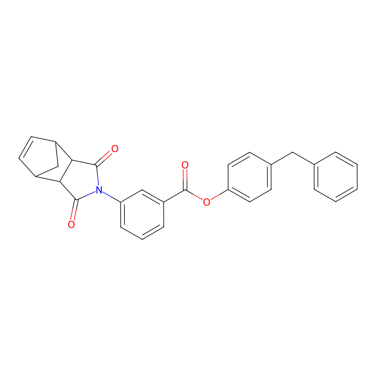 4-benzylphenyl 3-(1,3-dioxo-1,3,3a,4,7,7a-hexahydro-2H-4,7-methanoisoindol-2-yl)benzoate molecular structure, CAS 1005108-51-9