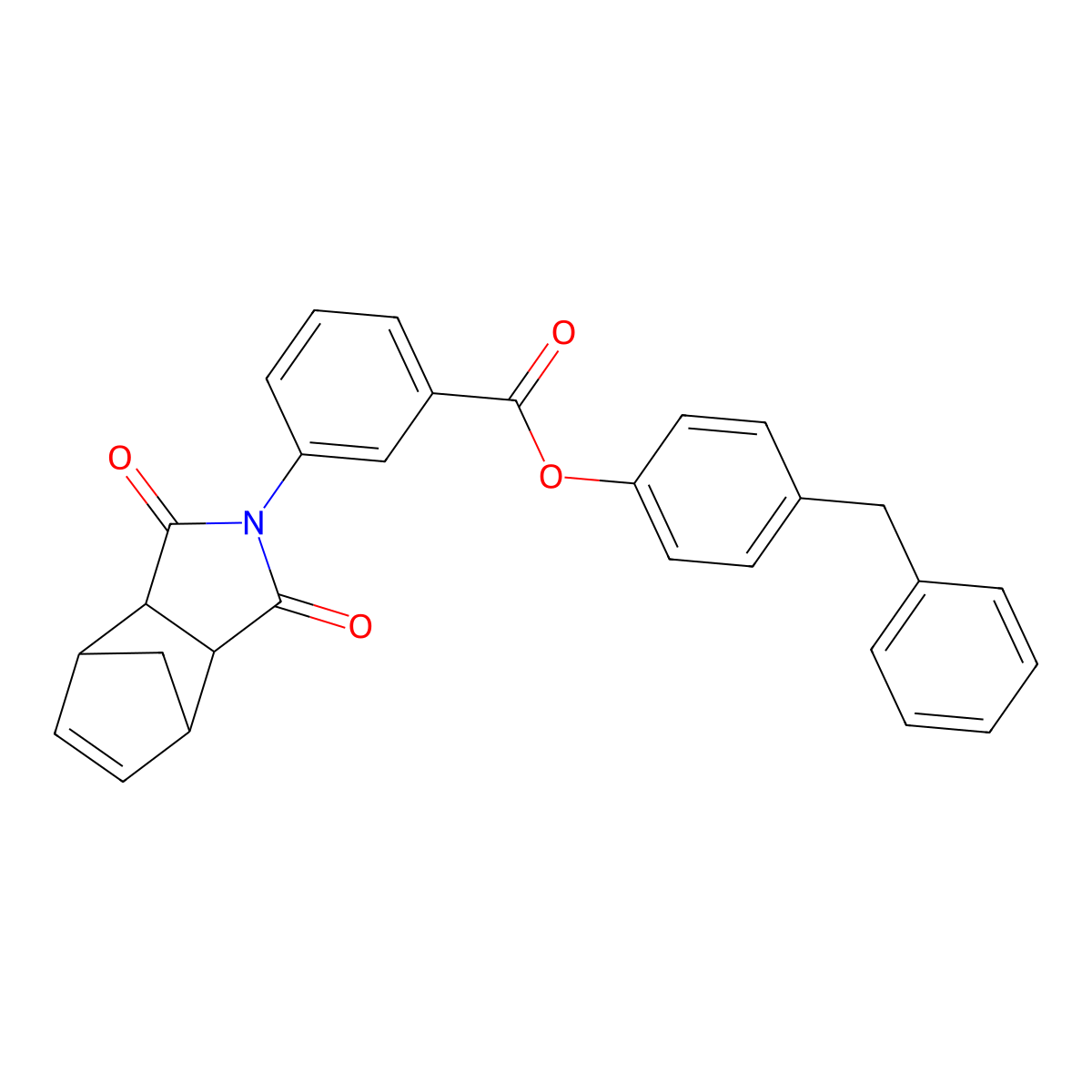 4-benzylphenyl 3-(1,3-dioxo-1,3,3a,4,7,7a-hexahydro-2H-4,7-methanoisoindol-2-yl)benzoate molecular structure, CAS 1005108-51-9