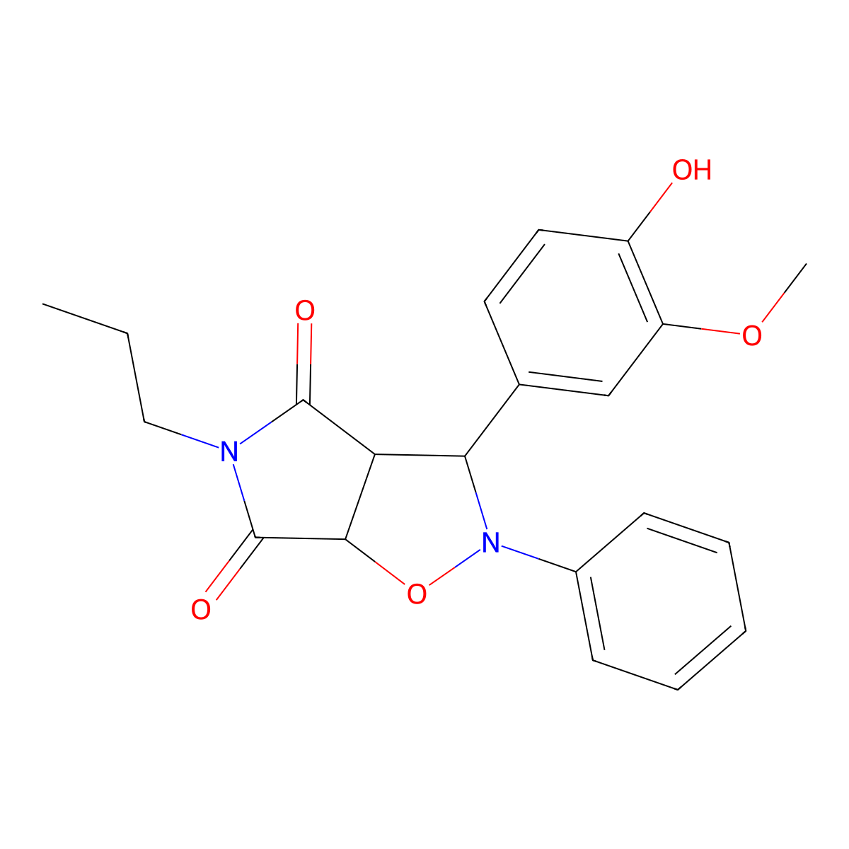 3-(4-hydroxy-3-methoxyphenyl)-2-phenyl-5-propyldihydro-2H-pyrrolo[3,4-d][1,2]oxazole-4,6(3H,5H)-dione molecular structure, CAS 1005108-57-5
