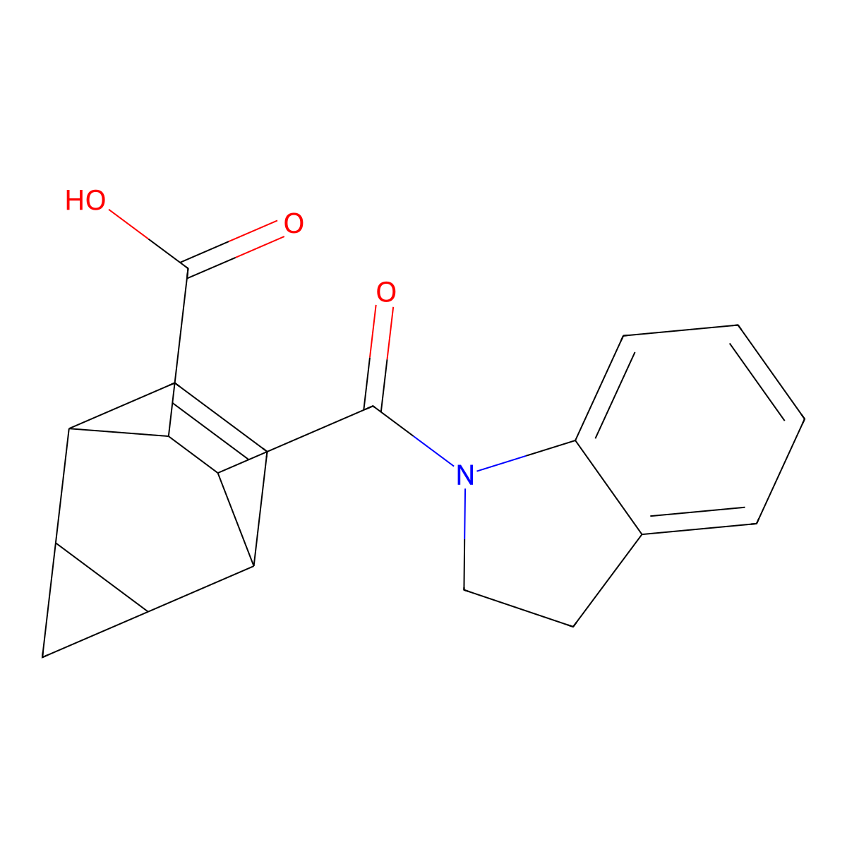 7-(2,3-dihydro-1H-indol-1-ylcarbonyl)tricyclo[3.2.2.0~2,4~]non-8-ene-6-carboxylic acid molecular structure, CAS 1005108-60-0