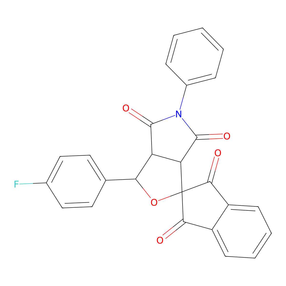 3-(4-fluorophenyl)-5-phenyl-3a,6a-dihydrospiro[furo[3,4-c]pyrrole-1,2'-indene]-1',3',4,6(3H,5H)-tetrone molecular structure, CAS 1005109-11-4