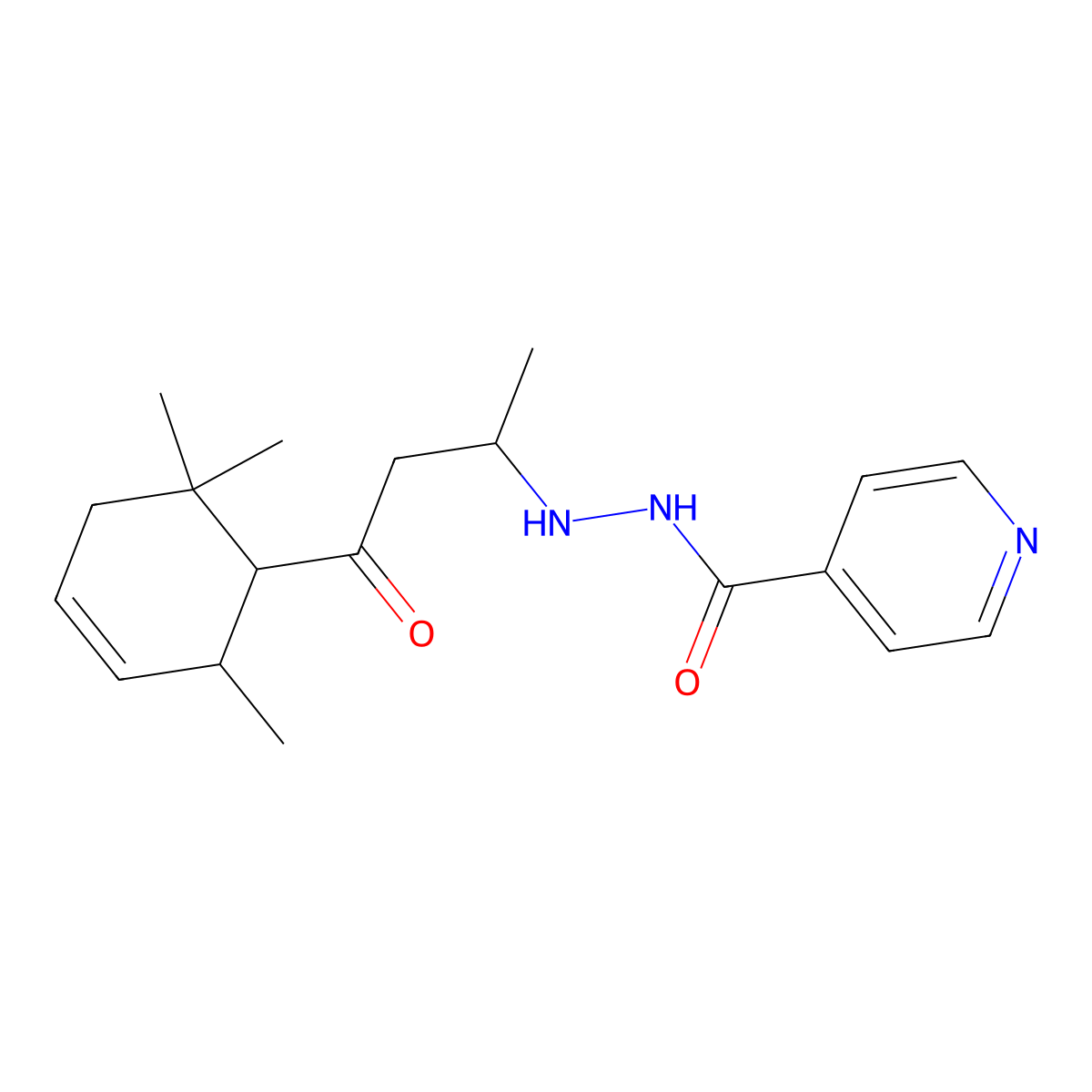 N'-[4-oxo-4-(2,6,6-trimethylcyclohex-3-en-1-yl)butan-2-yl]pyridine-4-carbohydrazide molecular structure, CAS 1005110-47-3
