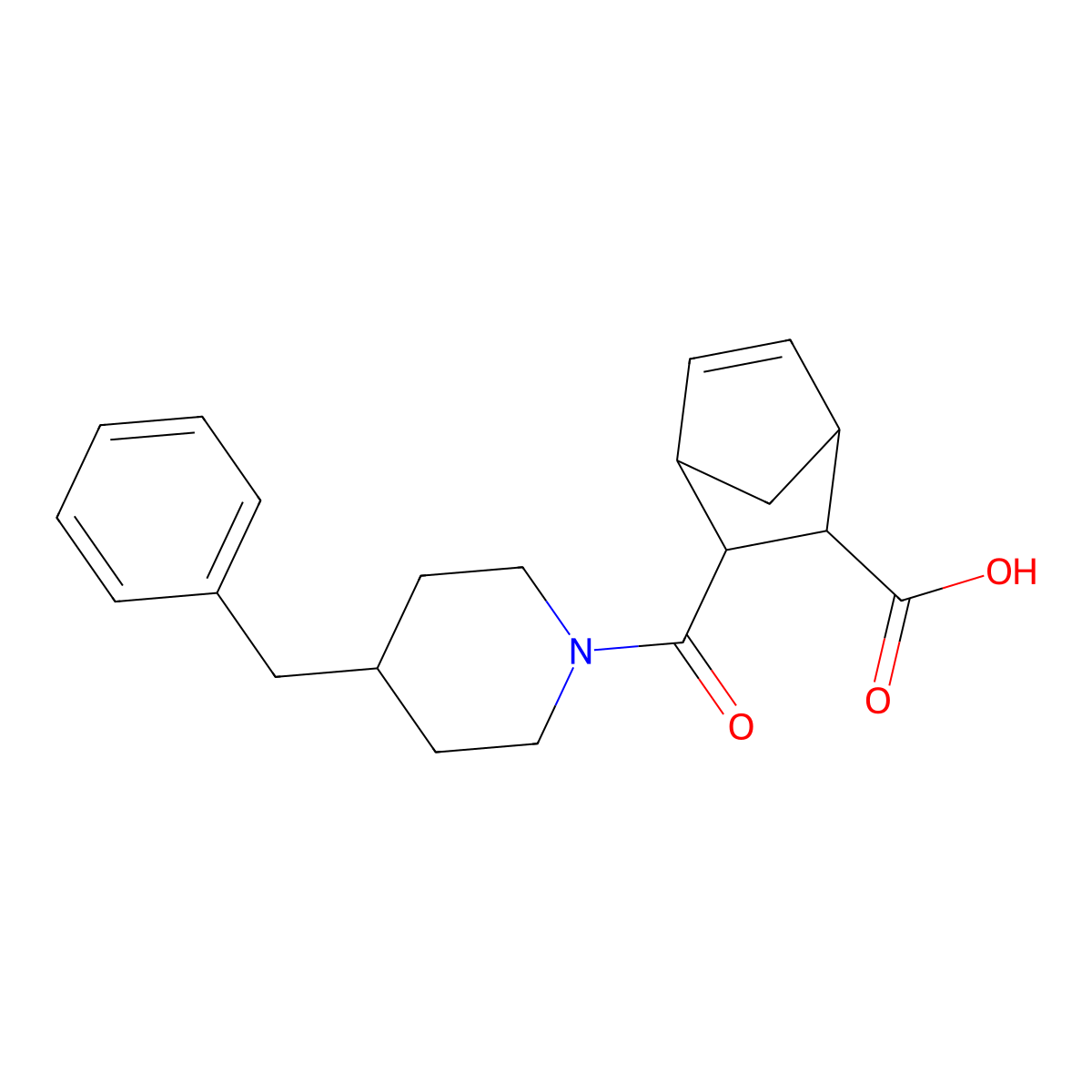 3-[(4-Benzylpiperidin-1-yl)carbonyl]bicyclo[2.2.1]hept-5-ene-2-carboxylic acid molecular structure, CAS 1005110-57-5