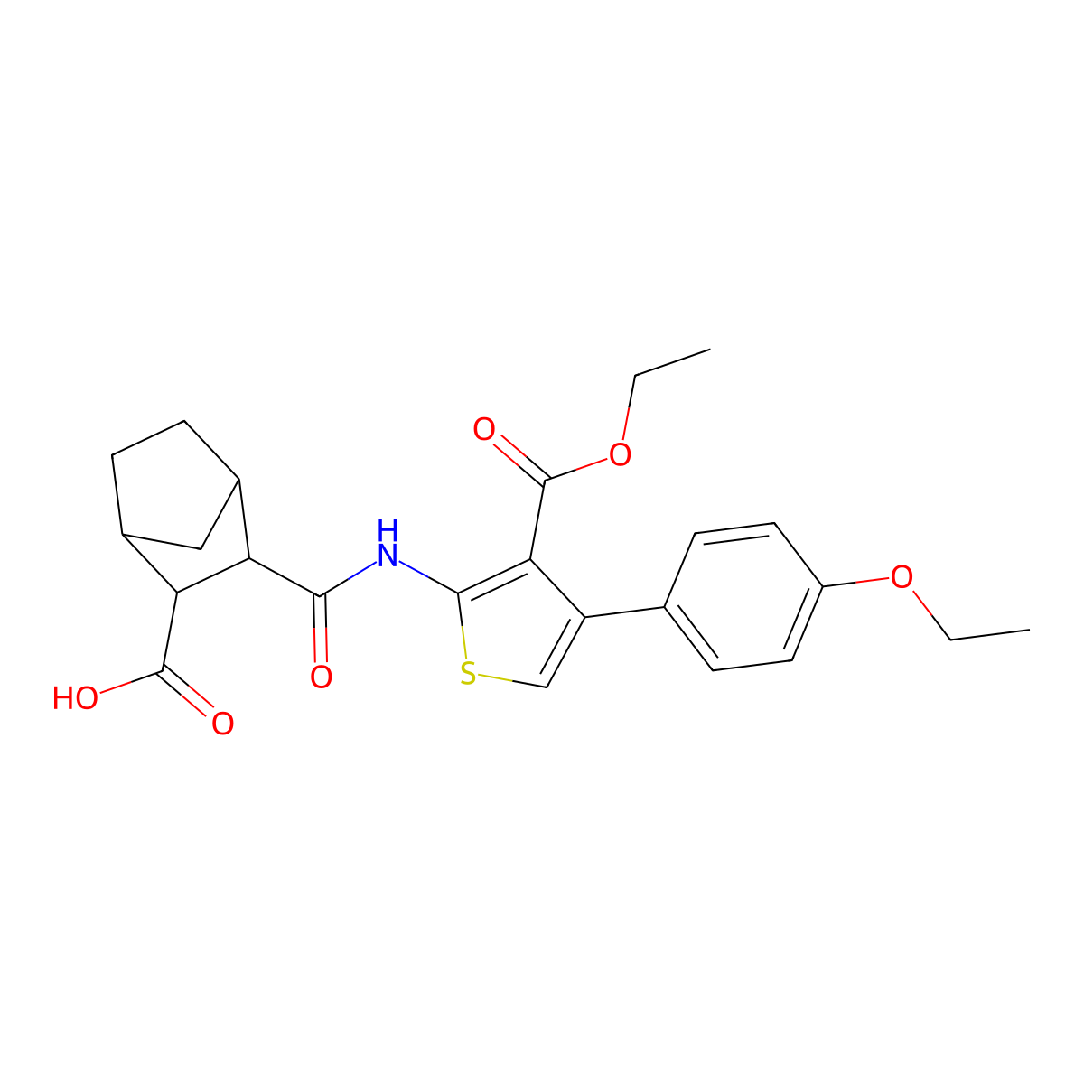 3-{[3-(Ethoxycarbonyl)-4-(4-ethoxyphenyl)thiophen-2-yl]carbamoyl}bicyclo[2.2.1]heptane-2-carboxylic acid molecular structure, CAS 1005110-74-6