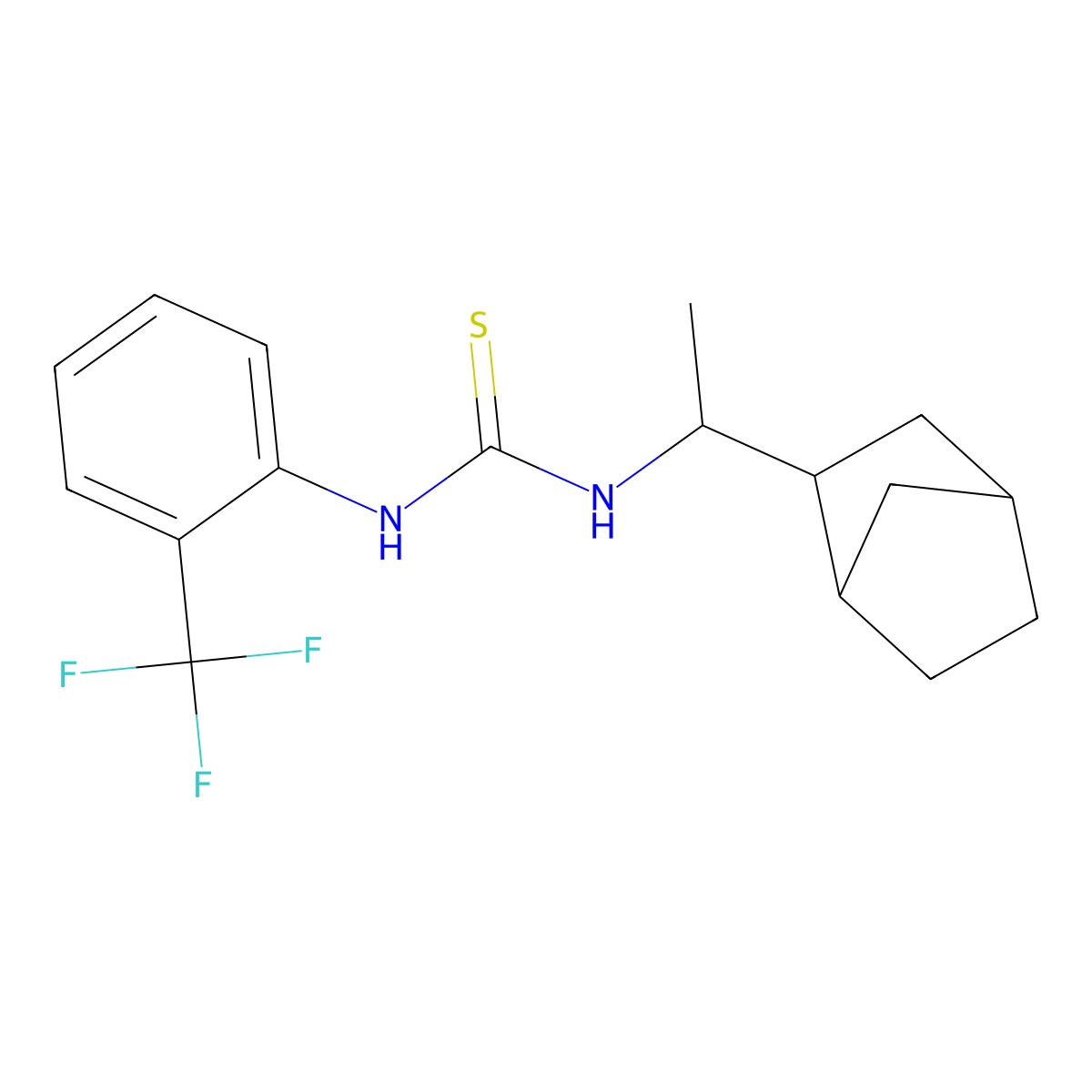 1-[1-(3-Bicyclo[2.2.1]heptanyl)ethyl]-3-[2-(trifluoromethyl)phenyl]thiourea molecular structure, CAS 1005110-77-9