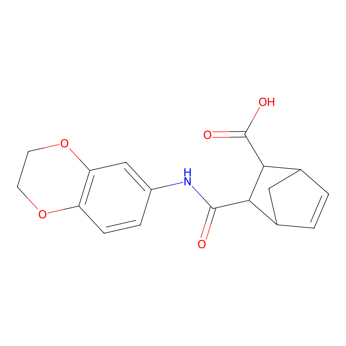 3-[(2,3-Dihydro-1,4-benzodioxin-6-ylamino)carbonyl]bicyclo[2.2.1]hept-5-ene-2-carboxylic acid molecular structure, CAS 1005110-82-6