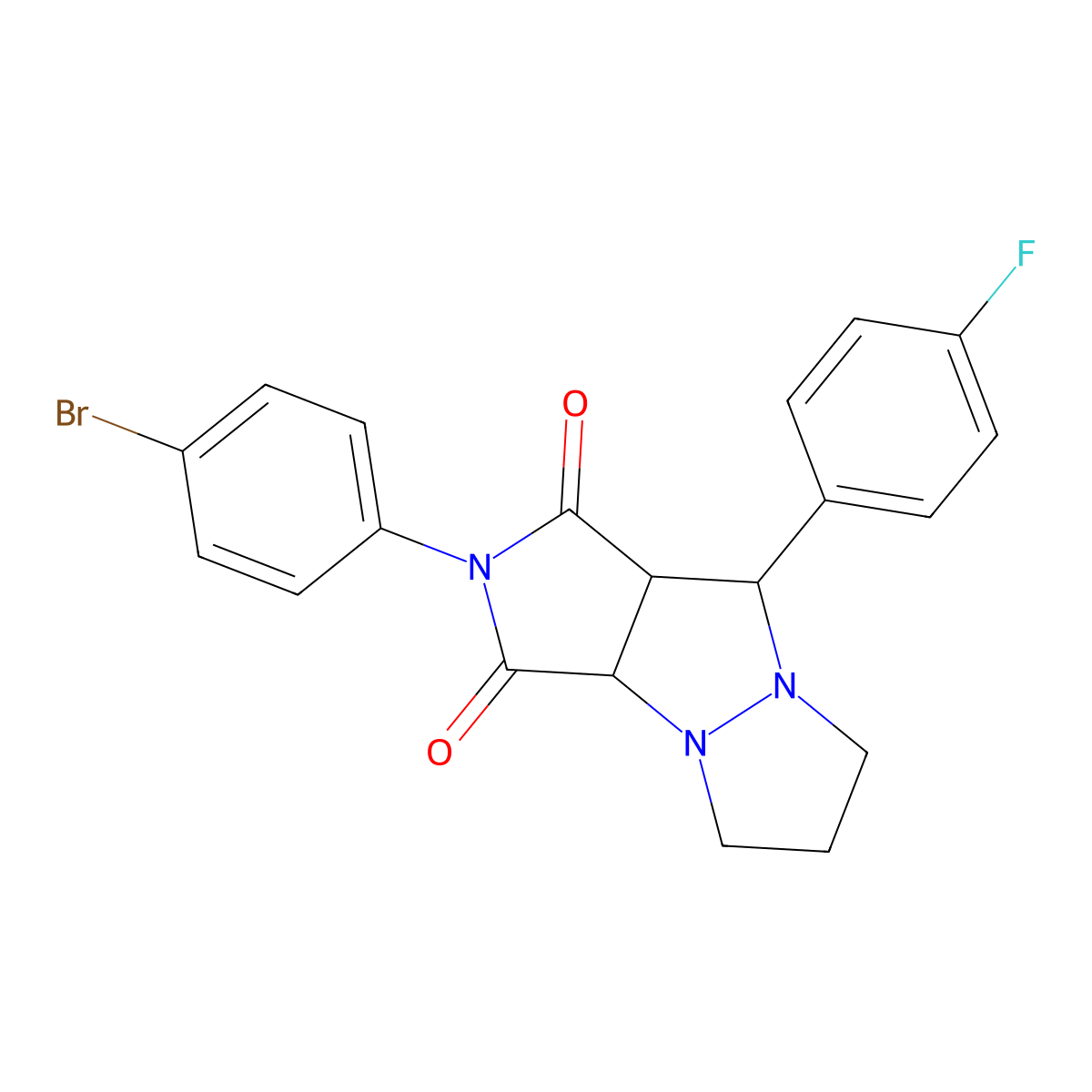 2-(4-bromophenyl)-9-(4-fluorophenyl)hexahydro-1H-pyrazolo[1,2-a]pyrrolo[3,4-c]pyrazole-1,3(2H)-dione molecular structure, CAS 1005110-86-0