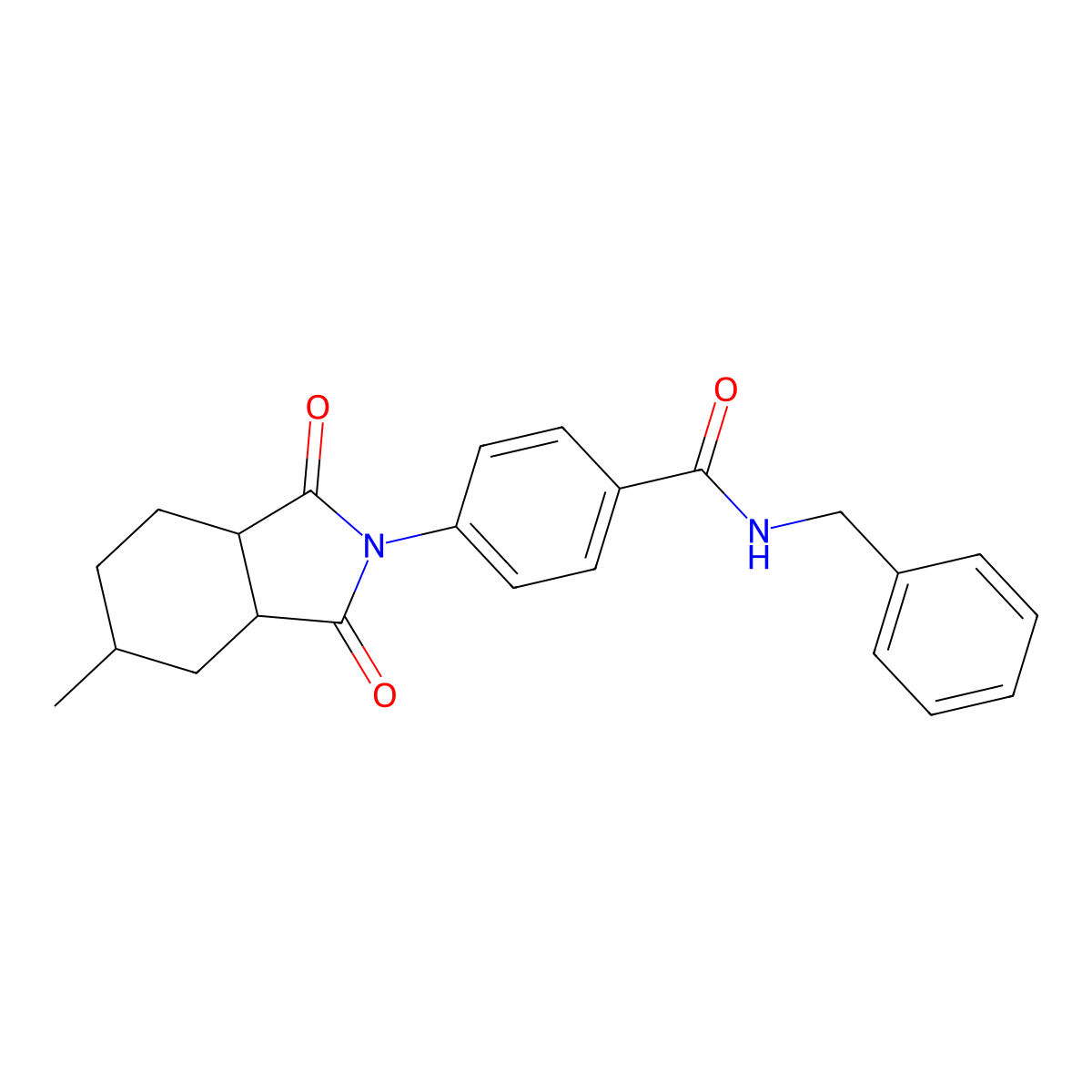 N-benzyl-4-(5-methyl-1,3-dioxooctahydro-2H-isoindol-2-yl)benzamide molecular structure, CAS 1005110-89-3