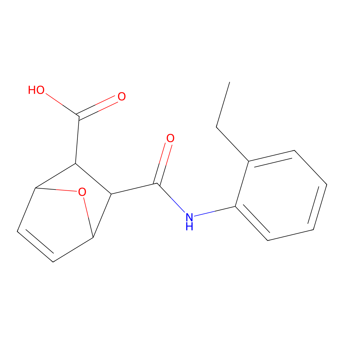 2-[(2-Ethylphenyl)carbamoyl]-7-oxabicyclo[2.2.1]hept-5-ene-3-carboxylic acid molecular structure, CAS 1005110-92-8