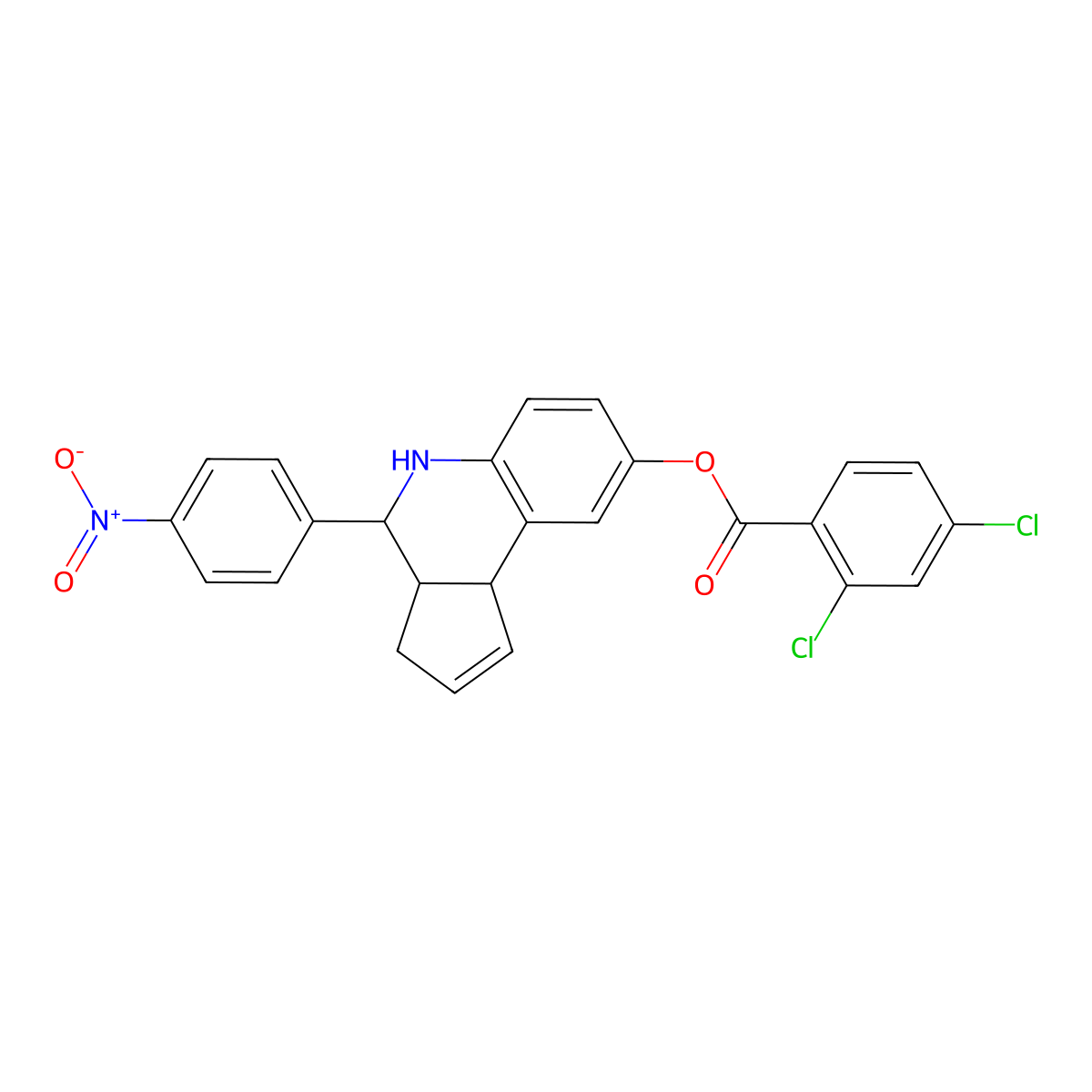 4-(4-nitrophenyl)-3a,4,5,9b-tetrahydro-3H-cyclopenta[c]quinolin-8-yl 2,4-dichlorobenzoate molecular structure, CAS 1005110-97-3
