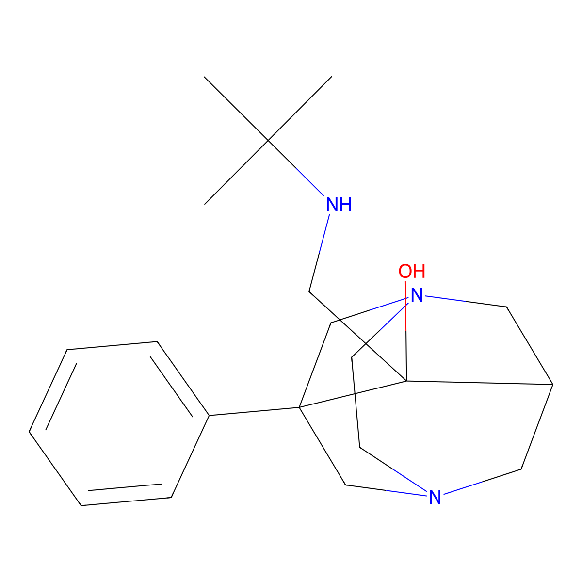 9-tert-Butylaminomethyl-1-phenyl-3,6-diazahomoadamantan-9-ol molecular structure, CAS 1005111-54-5