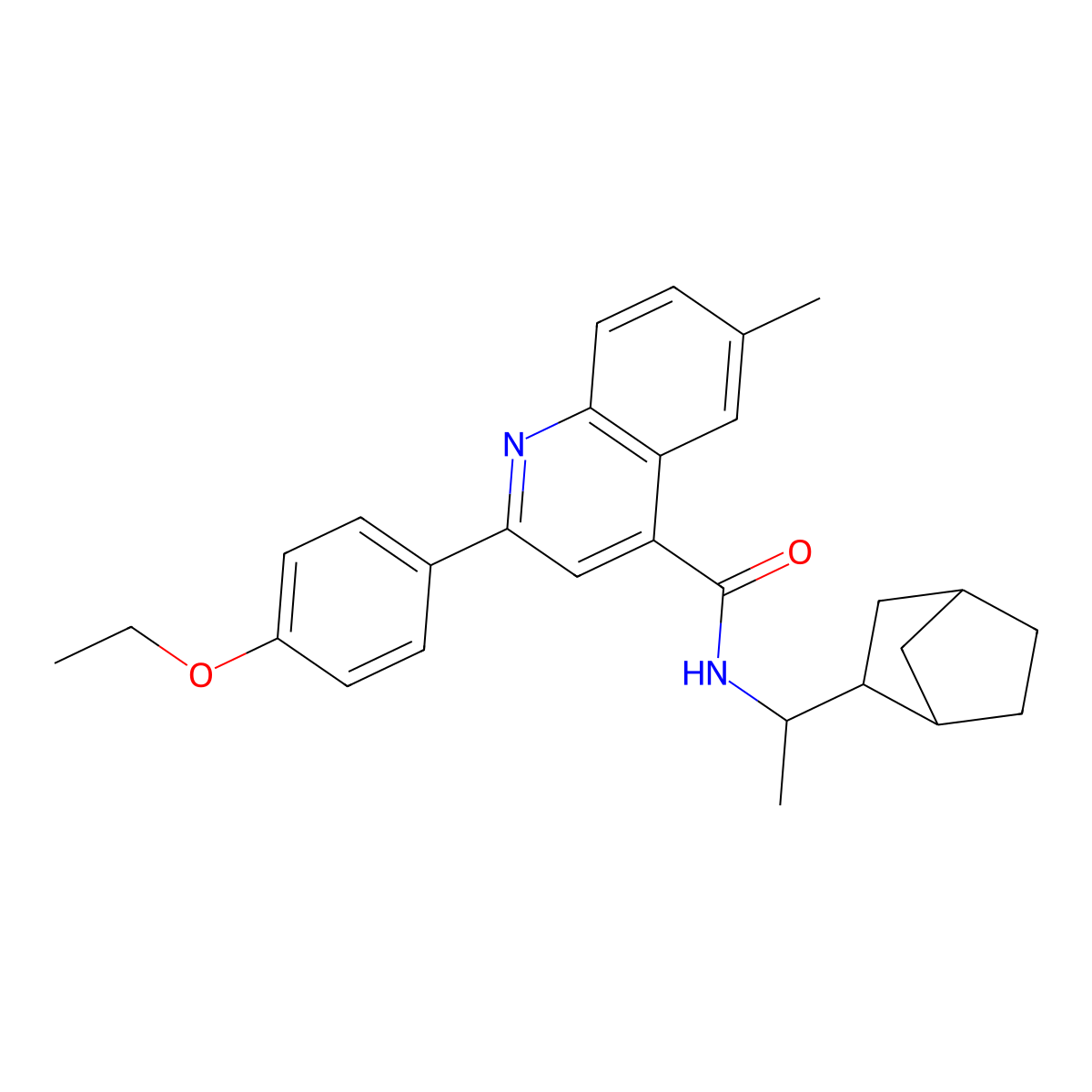 N-(1-bicyclo[2.2.1]hept-2-ylethyl)-2-(4-ethoxyphenyl)-6-methyl-4-quinolinecarboxamide molecular structure, CAS 1005111-85-2