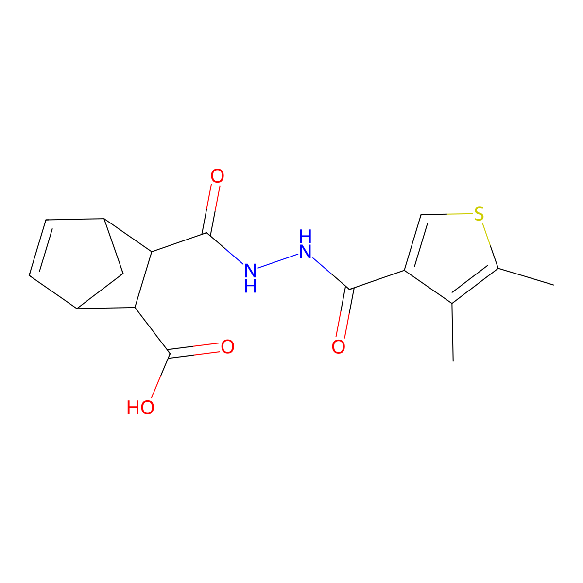 3-({2-[(4,5-Dimethylthiophen-3-yl)carbonyl]hydrazinyl}carbonyl)bicyclo[2.2.1]hept-5-ene-2-carboxylic acid molecular structure, CAS 1005112-20-8