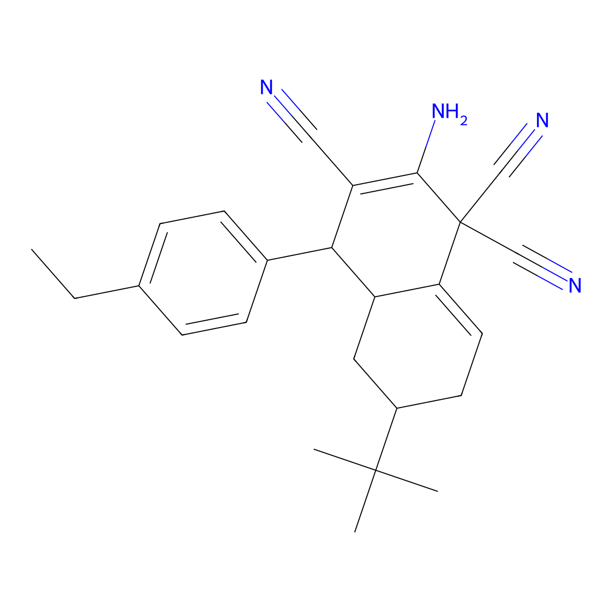 2-amino-6-tert-butyl-4-(4-ethylphenyl)-4a,5,6,7-tetrahydro-1,1,3(4H)-naphthalenetricarbonitrile molecular structure, CAS 1005112-25-3
