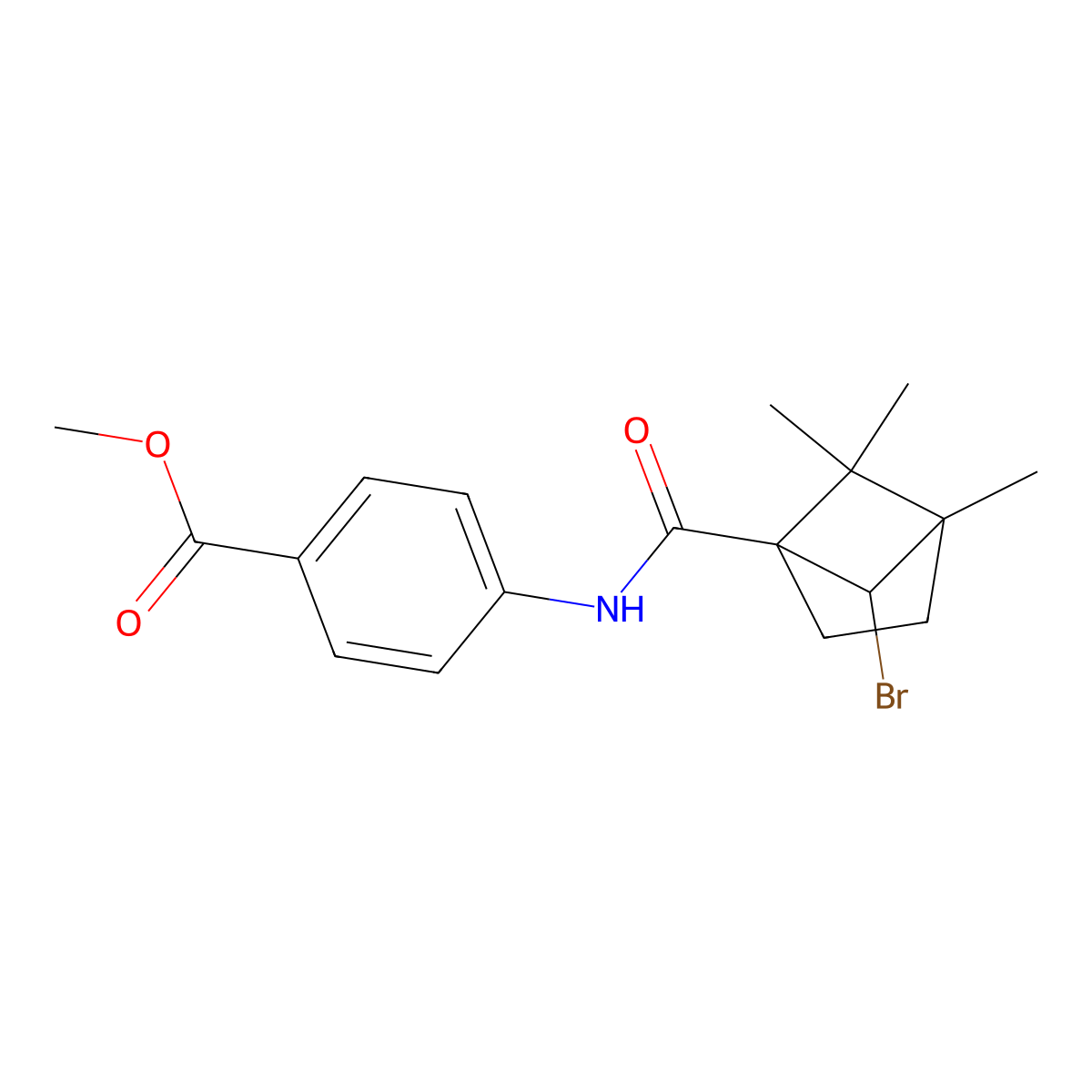 Methyl 4-{[(6-bromo-4,5,5-trimethylbicyclo[2.1.1]hex-1-yl)carbonyl]amino}benzoate molecular structure, CAS 1005112-28-6
