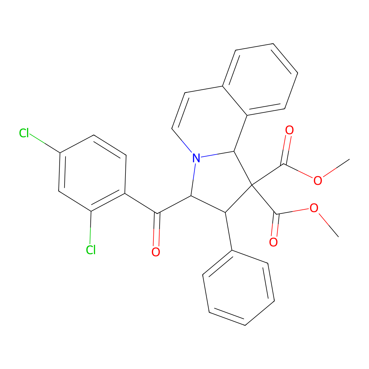 dimethyl 3-(2,4-dichlorobenzoyl)-2-phenyl-3,10b-dihydro-2H-pyrrolo[2,1-a]isoquinoline-1,1-dicarboxylate molecular structure, CAS 1005112-37-7