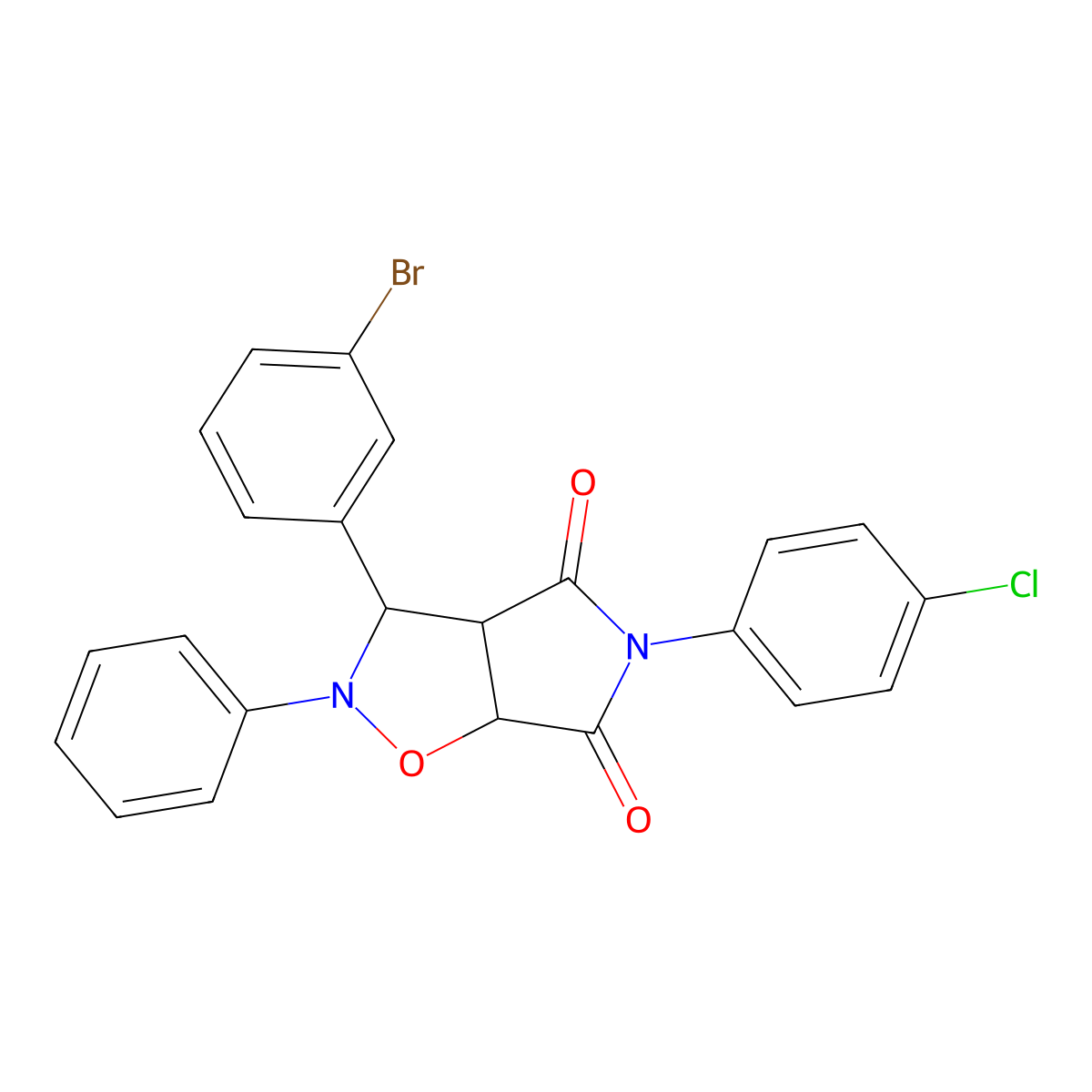 3-(3-bromophenyl)-5-(4-chlorophenyl)-2-phenyl-3a,6a-dihydro-3H-pyrrolo[3,4-d][1,2]oxazole-4,6-dione molecular structure, CAS 1005112-45-7