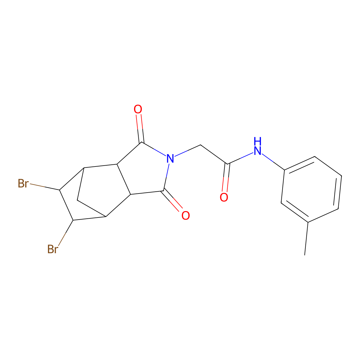 2-(8,9-dibromo-3,5-dioxo-4-azatricyclo[5.2.1.0~2,6~]dec-4-yl)-N-(3-methylphenyl)acetamide molecular structure, CAS 1005112-46-8