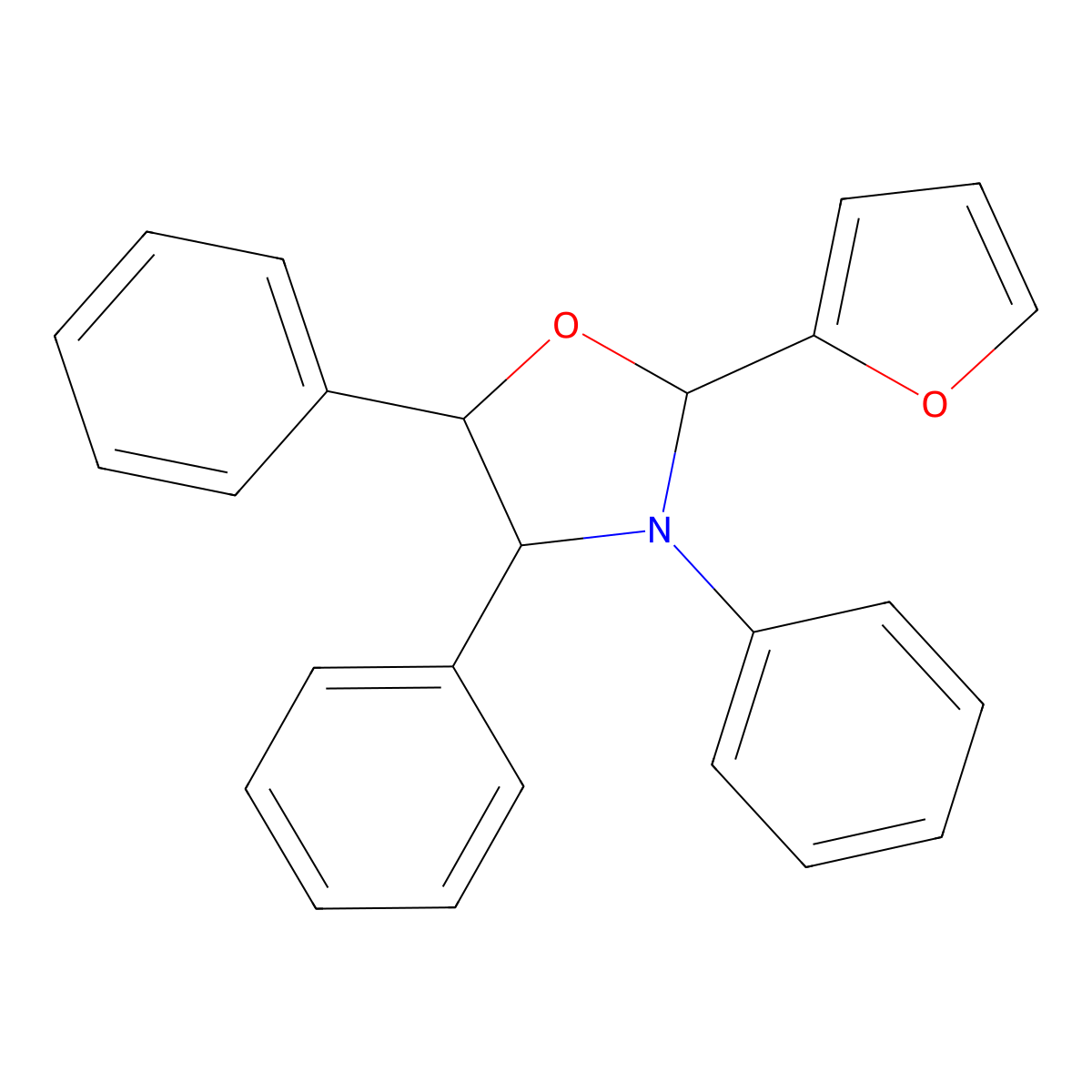 2-(2-Furyl)-3,4,5-triphenyl-1,3-oxazolidine molecular structure, CAS 1005112-56-0