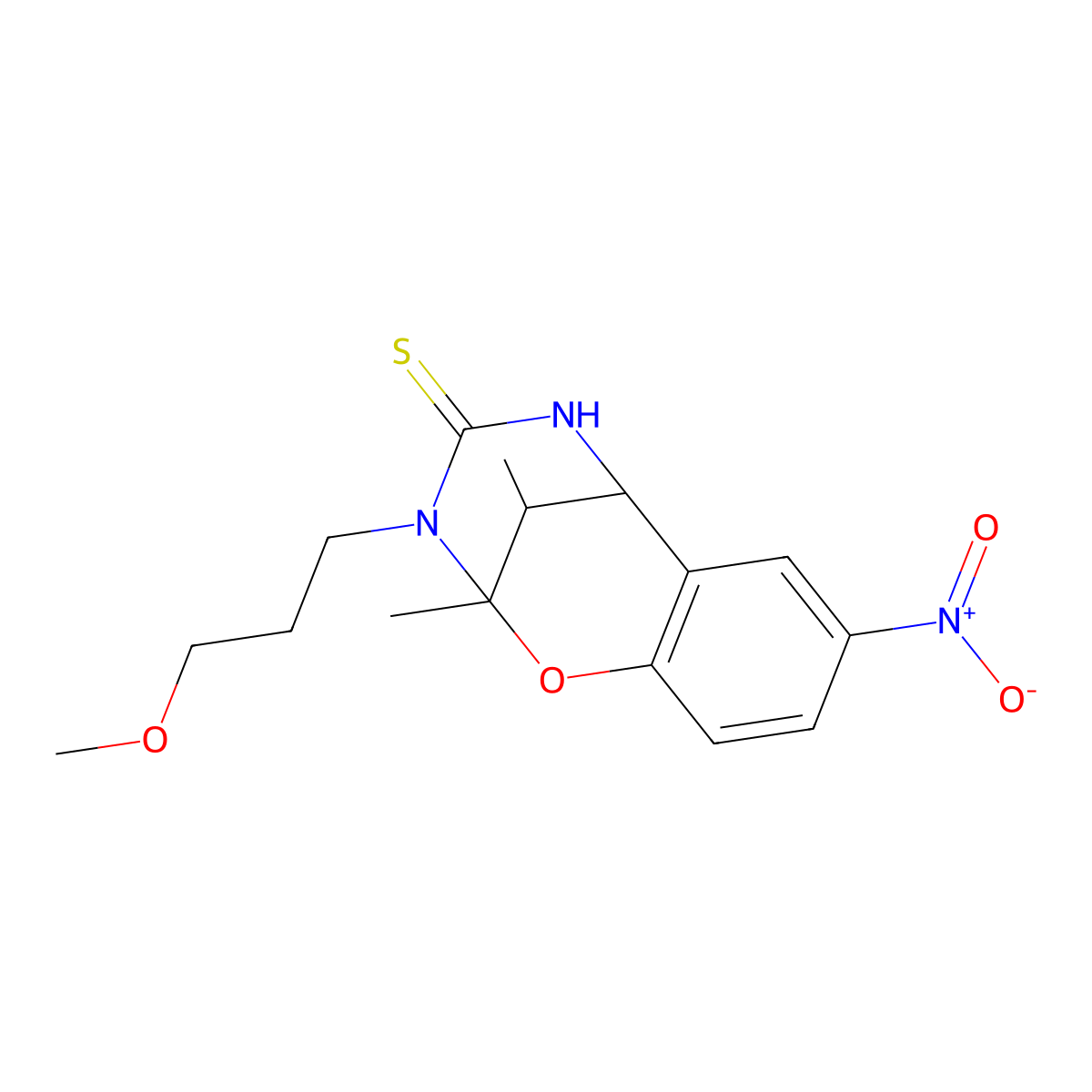 3-(3-methoxypropyl)-2,11-dimethyl-8-nitro-2,3,5,6-tetrahydro-4H-2,6-methano-1,3,5-benzoxadiazocine-4-thione molecular structure, CAS 1005114-28-2