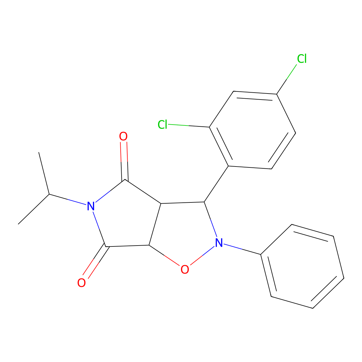 3-(2,4-dichlorophenyl)-5-isopropyl-2-phenyldihydro-2H-pyrrolo[3,4-d]isoxazole-4,6(5H,6aH)-dione molecular structure, CAS 1005116-08-4