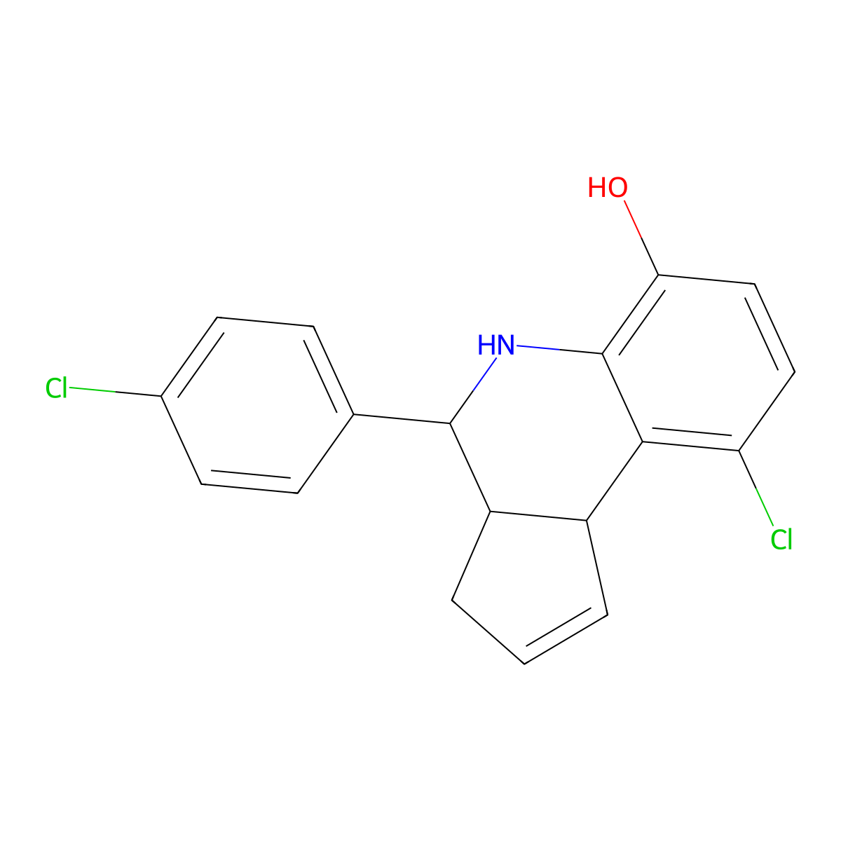 9-chloro-4-(4-chlorophenyl)-3a,4,5,9b-tetrahydro-3H-cyclopenta[c]quinolin-6-ol molecular structure, CAS 1005116-38-0