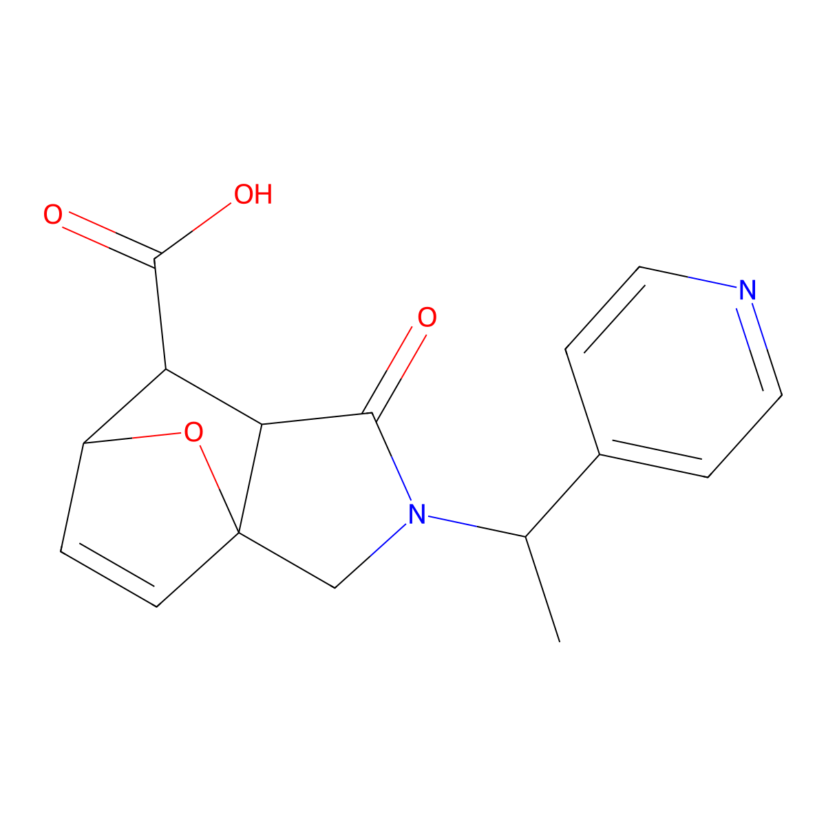 1-Oxo-2-[1-(pyridin-4-yl)ethyl]-1,2,3,6,7,7a-hexahydro-3a,6-epoxyisoindole-7-carboxylic acid molecular structure, CAS 1005116-52-8
