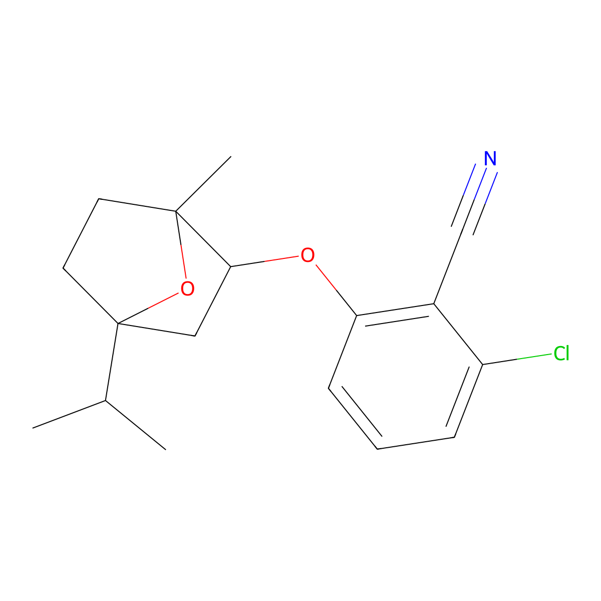 2-Chloro-6-[(4-isopropyl-1-methyl-7-oxabicyclo[2.2.1]hept-2-yl)oxy]benzenecarbonitrile molecular structure, CAS 1005116-70-0