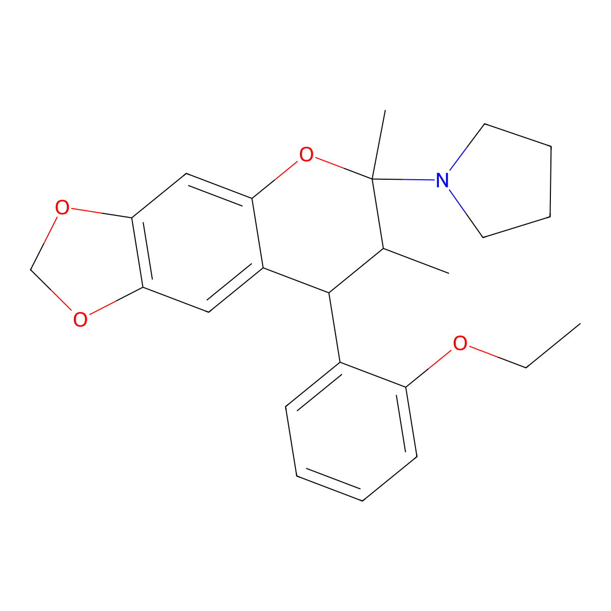 1-[8-(2-ethoxyphenyl)-6,7-dimethyl-7,8-dihydro-6H-[1,3]dioxolo[4,5-g]chromen-6-yl]pyrrolidine molecular structure, CAS 1005116-71-1