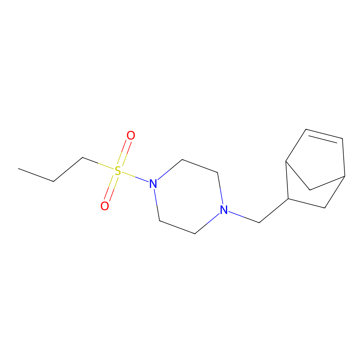 1-(Bicyclo[2.2.1]hept-5-en-2-ylmethyl)-4-(propylsulfonyl)piperazine molecular structure, CAS 1005117-15-6