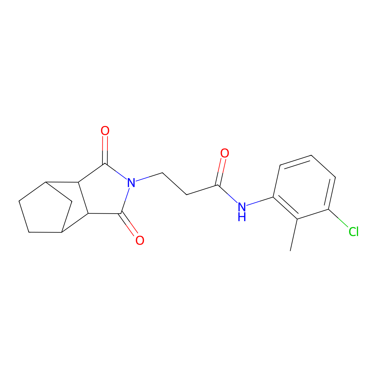 N-(3-chloro-2-methylphenyl)-3-(1,3-dioxooctahydro-2H-4,7-methanoisoindol-2-yl)propanamide molecular structure, CAS 1005117-17-8