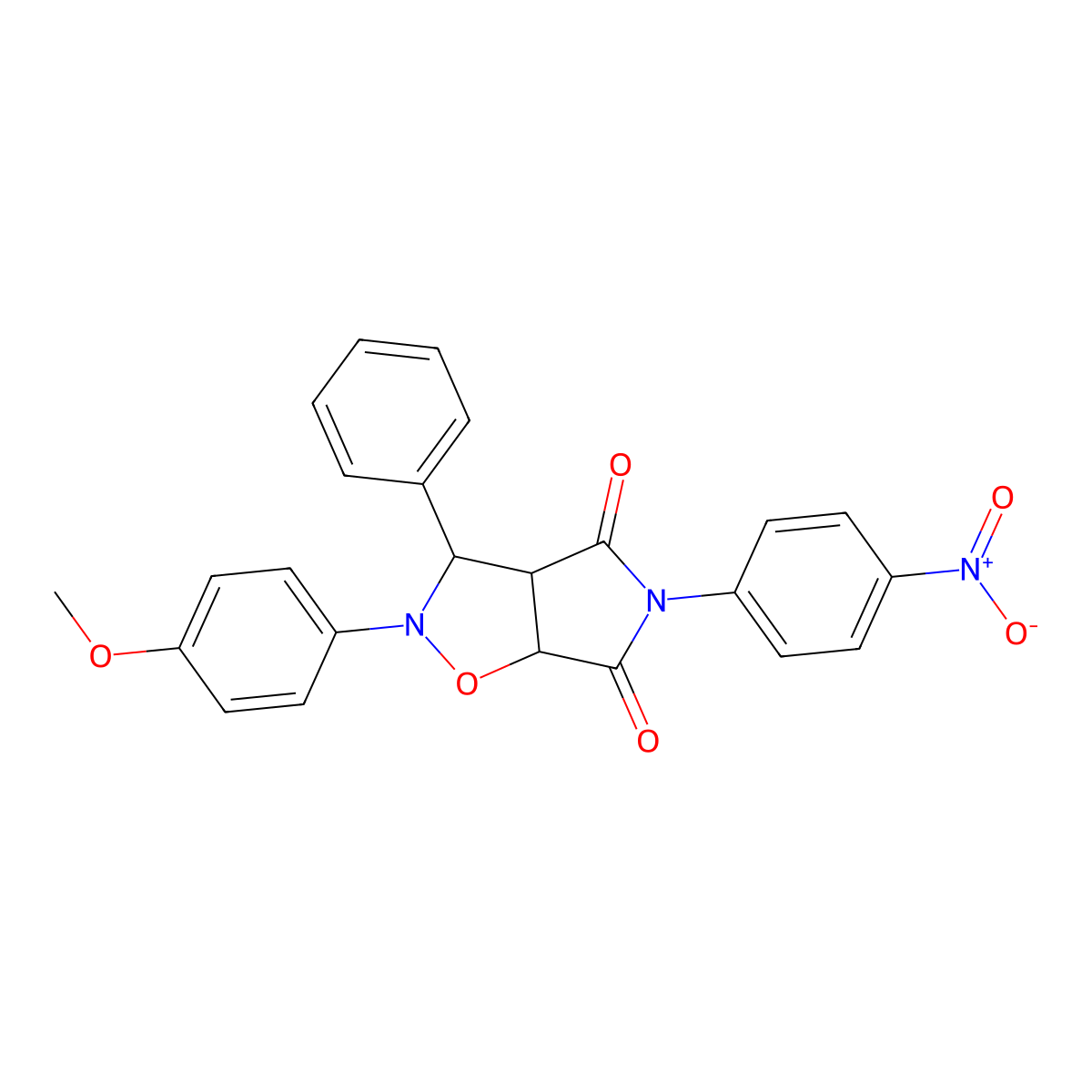 2-(4-methoxyphenyl)-5-(4-nitrophenyl)-3-phenyl-3a,6a-dihydro-3H-pyrrolo[3,4-d][1,2]oxazole-4,6-dione molecular structure, CAS 1005117-21-4