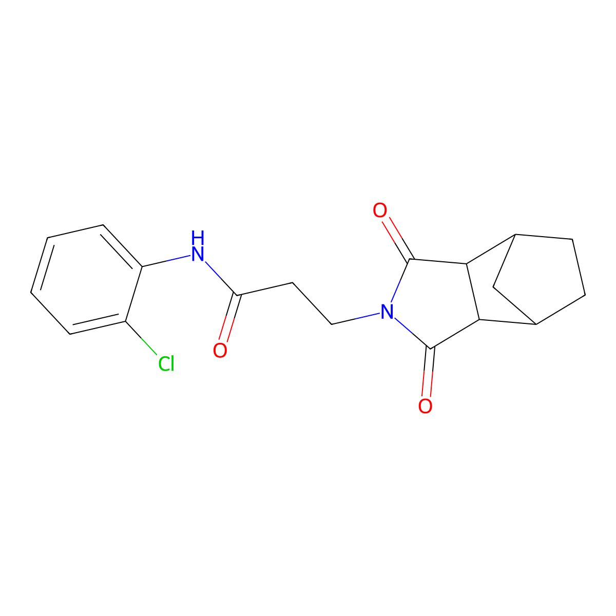 N-(2-chlorophenyl)-3-(1,3-dioxooctahydro-2H-4,7-methanoisoindol-2-yl)propanamide molecular structure, CAS 1005117-23-6