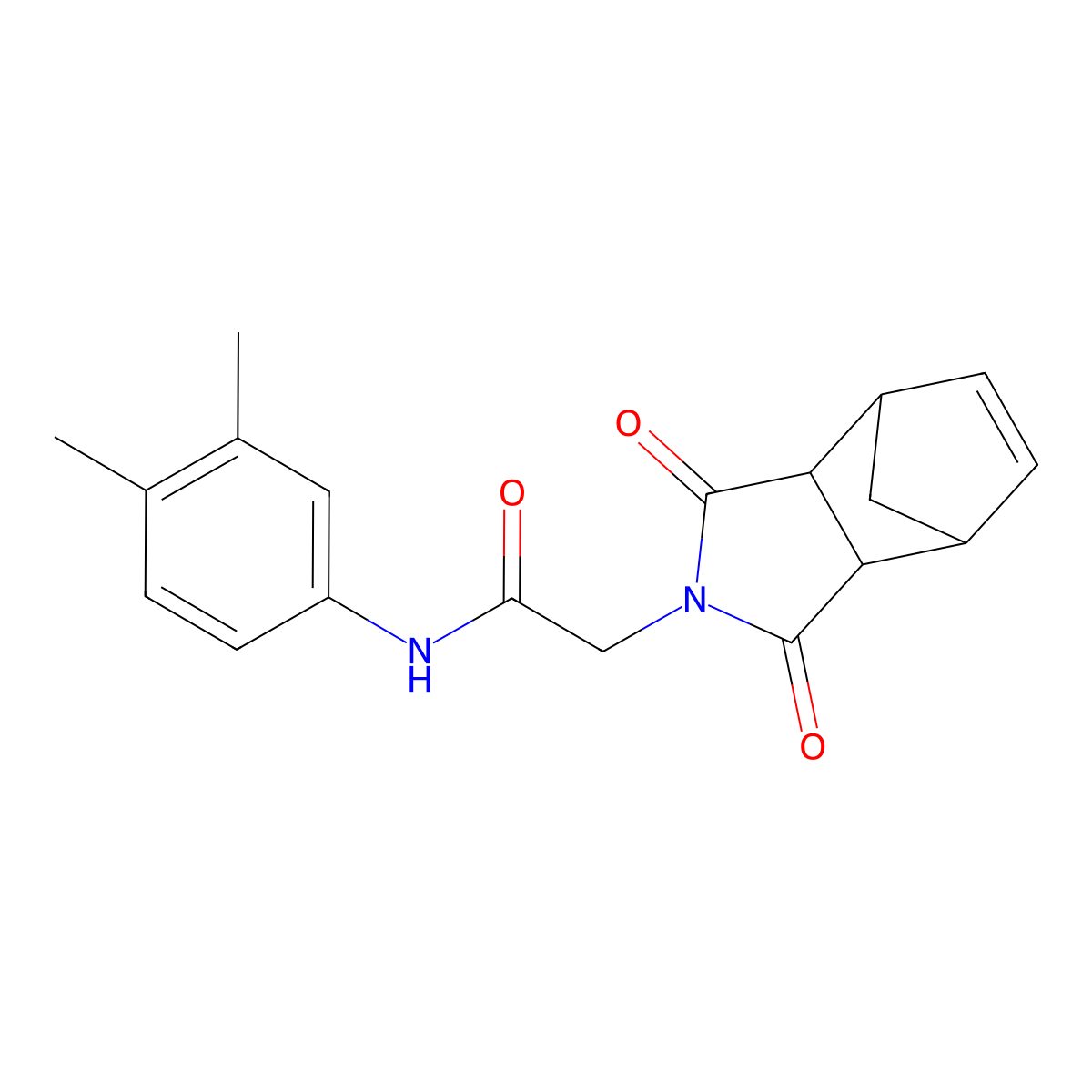 N-(3,4-dimethylphenyl)-2-(1,3-dioxo-1,3,3a,4,7,7a-hexahydro-2H-4,7-methanoisoindol-2-yl)acetamide molecular structure, CAS 1005117-25-8