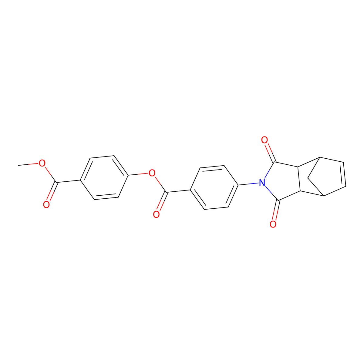 4-(methoxycarbonyl)phenyl 4-(1,3-dioxo-1,3,3a,4,7,7a-hexahydro-2H-4,7-methanoisoindol-2-yl)benzoate molecular structure, CAS 1005117-37-2