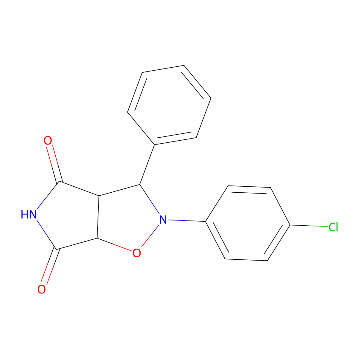 2-(4-chlorophenyl)-3-phenyldihydro-2H-pyrrolo[3,4-d]isoxazole-4,6(5H,6aH)-dione molecular structure, CAS 1005117-43-0