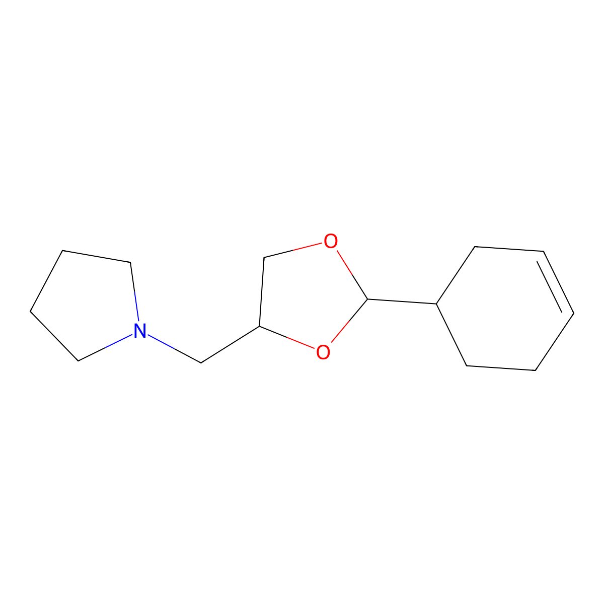 1-[(2-Cyclohex-3-en-1-yl-1,3-dioxolan-4-yl)methyl]pyrrolidine molecular structure, CAS 1005117-46-3