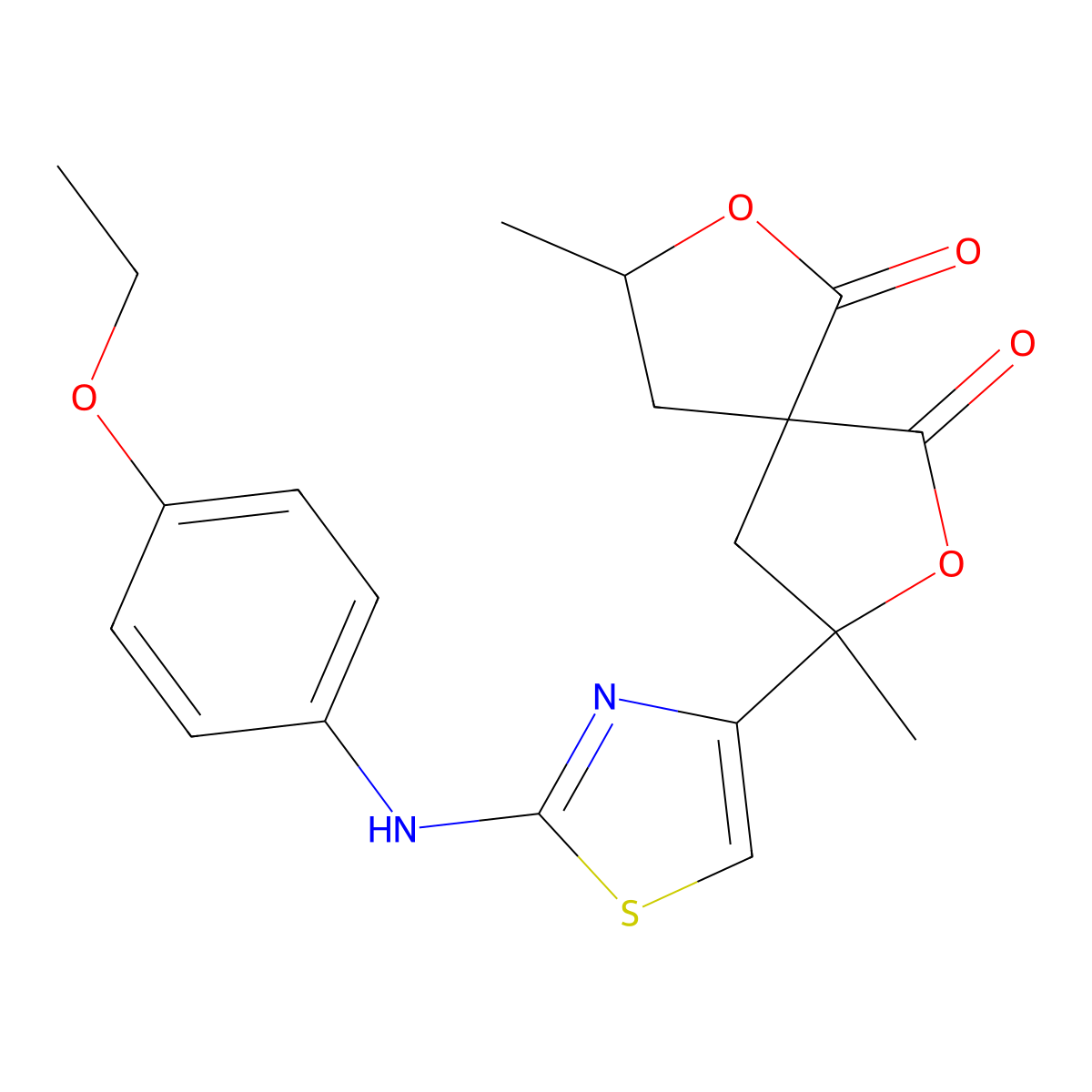 3-(2-((4-Ethoxyphenyl)amino)thiazol-4-yl)-3,8-dimethyl-2,7-dioxaspiro[4.4]nonane-1,6-dione molecular structure, CAS 1005117-54-3
