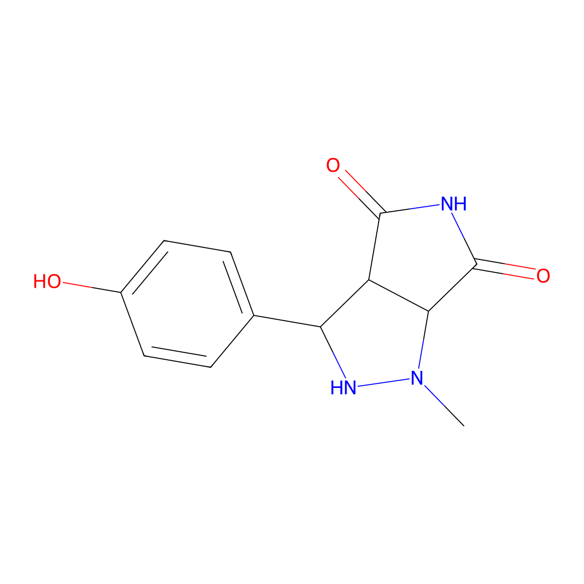 3-(4-hydroxyphenyl)-1-methyltetrahydropyrrolo[3,4-c]pyrazole-4,6(1H,5H)-dione molecular structure, CAS 1005118-41-1