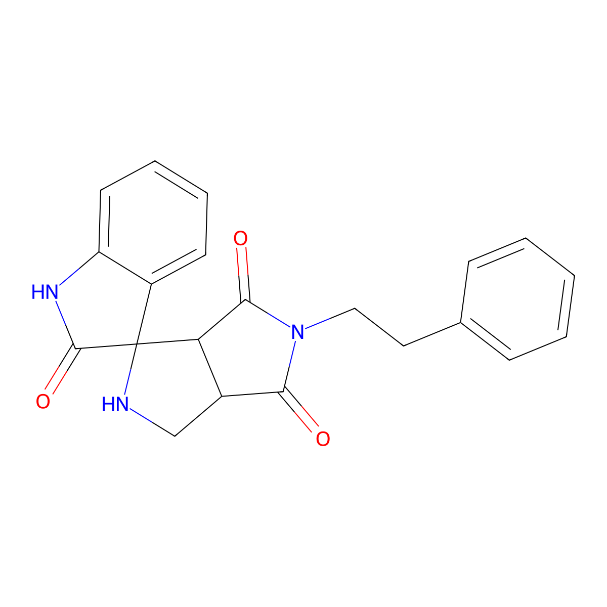 5-(2-Phenylethyl)spiro[1,2,3a,6a-tetrahydropyrrolo[3,4-c]pyrrole-3,3'-1H-indole]-2',4,6-trione molecular structure, CAS 1005118-46-6